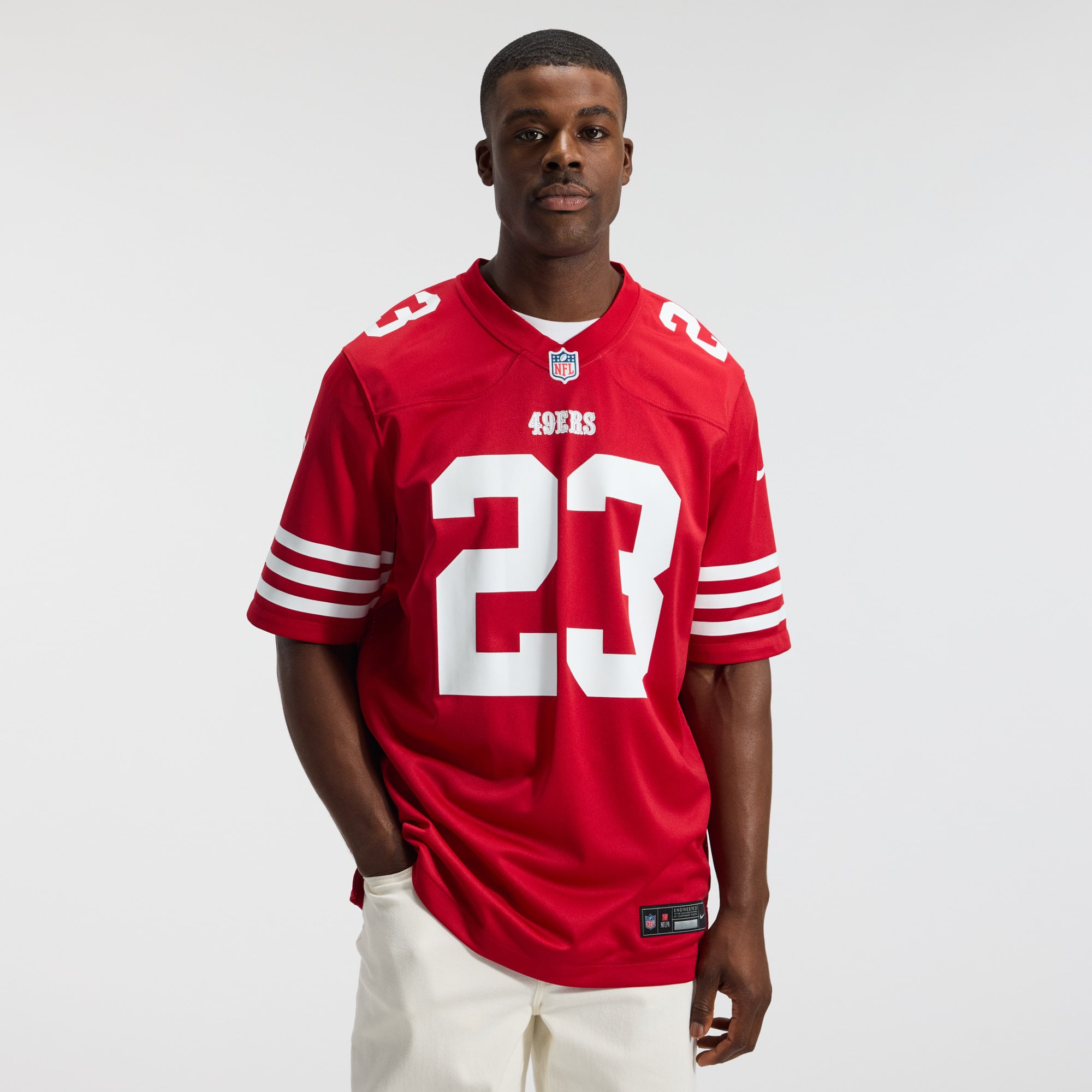 Christian McCaffrey San Francisco 49ers Game Player Jersey - Scarlet - Image 4