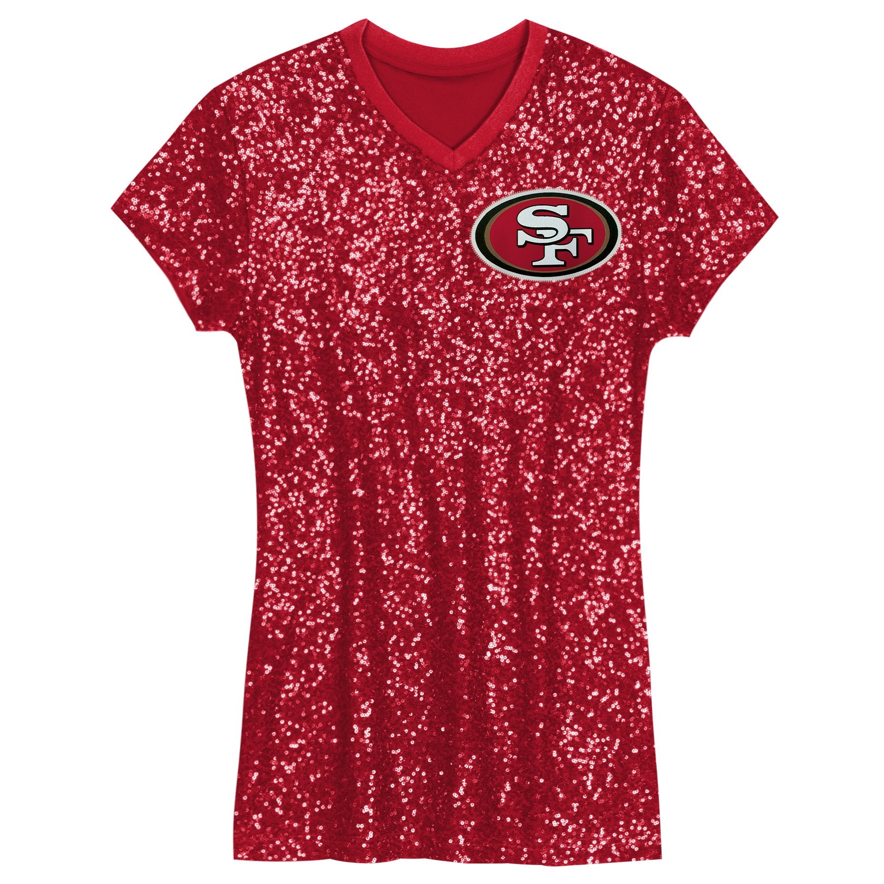 Christian McCaffrey San Francisco 49ers Girls Youth Sequin Player Name & Number V-Neck Dress - Scarlet - Image 3