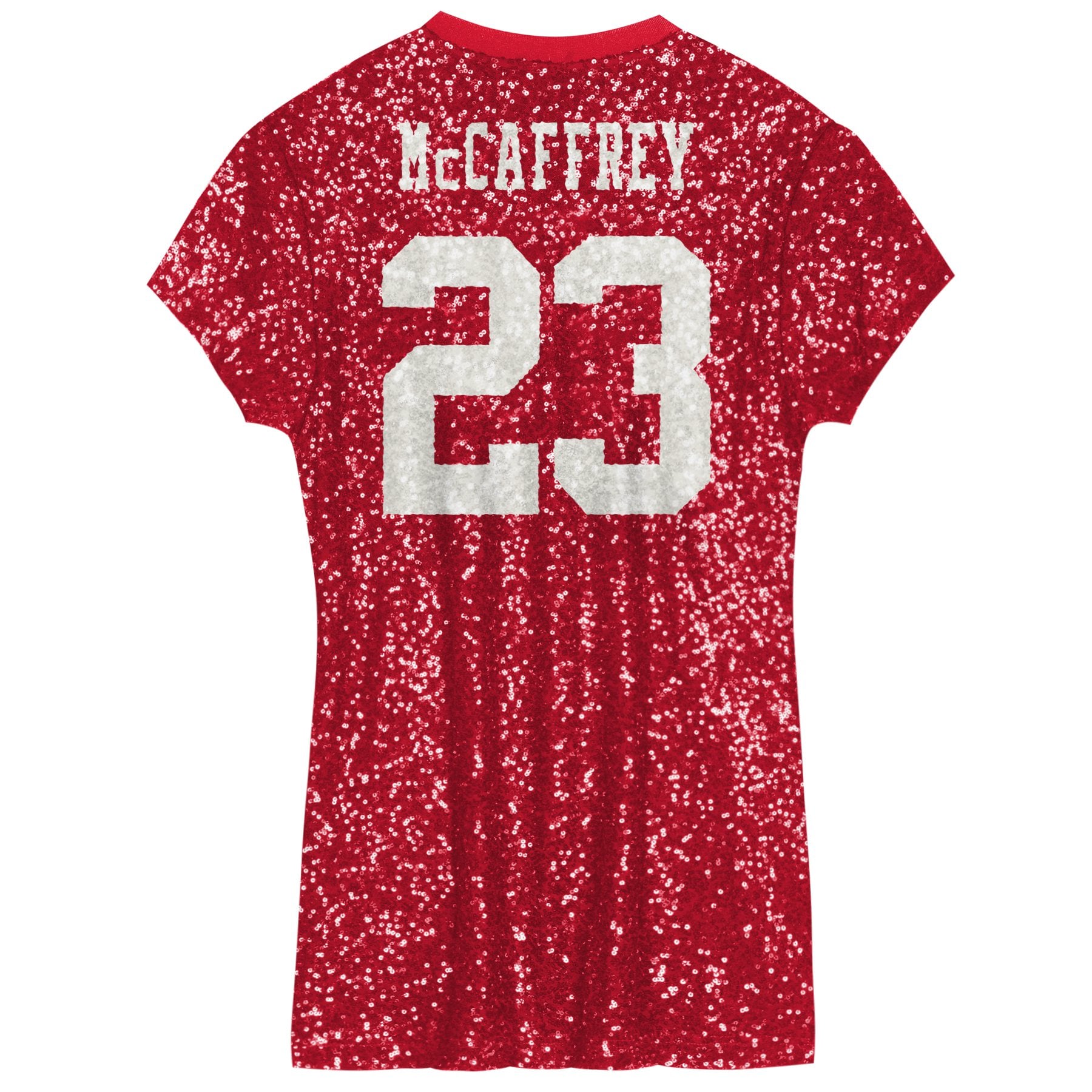 Christian McCaffrey San Francisco 49ers Girls Youth Sequin Player Name & Number V-Neck Dress - Scarlet - Image 4
