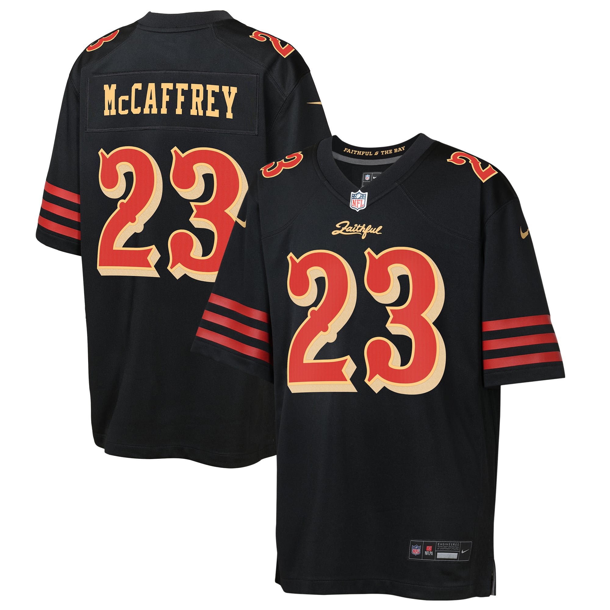 Christian McCaffrey San Francisco 49ers Youth 2025 Rivalries Collection Game Jersey - Black - Image 2