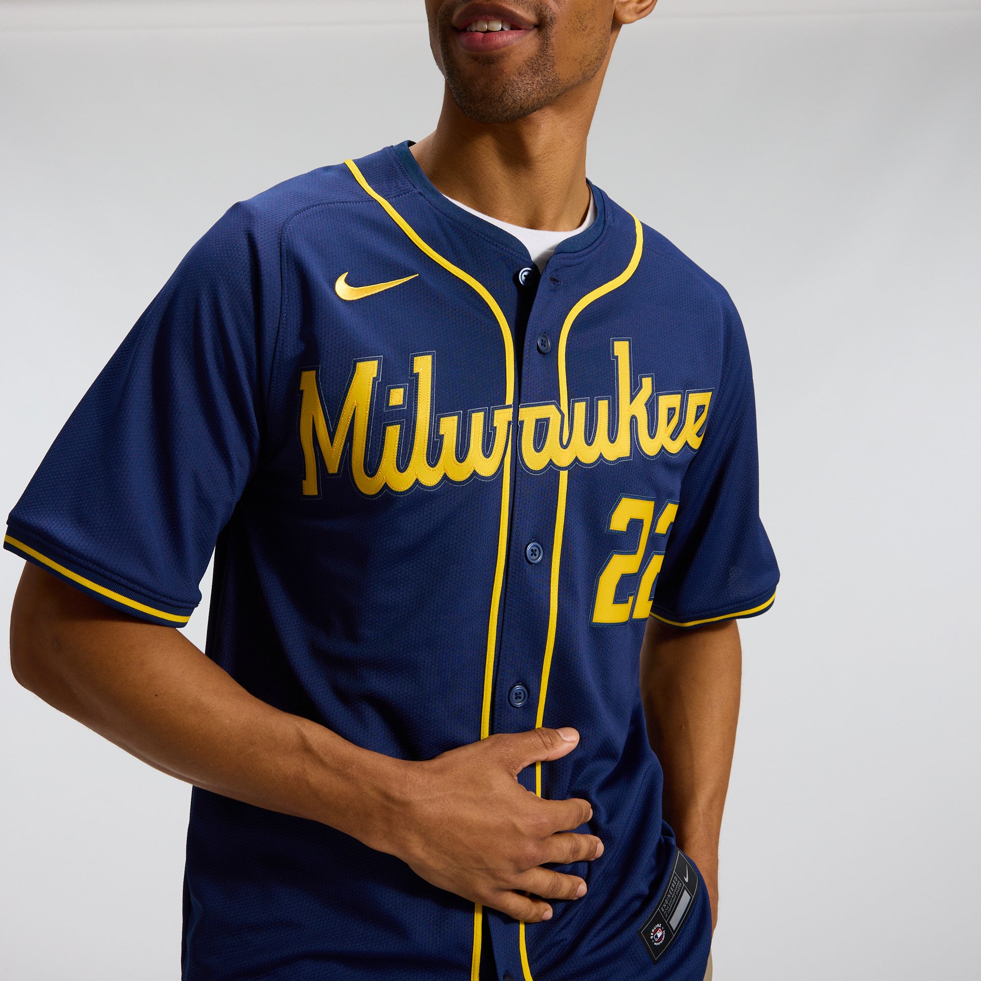 Christian Yelich Milwaukee Brewers Alternate Limited Jersey - Navy - Image 11