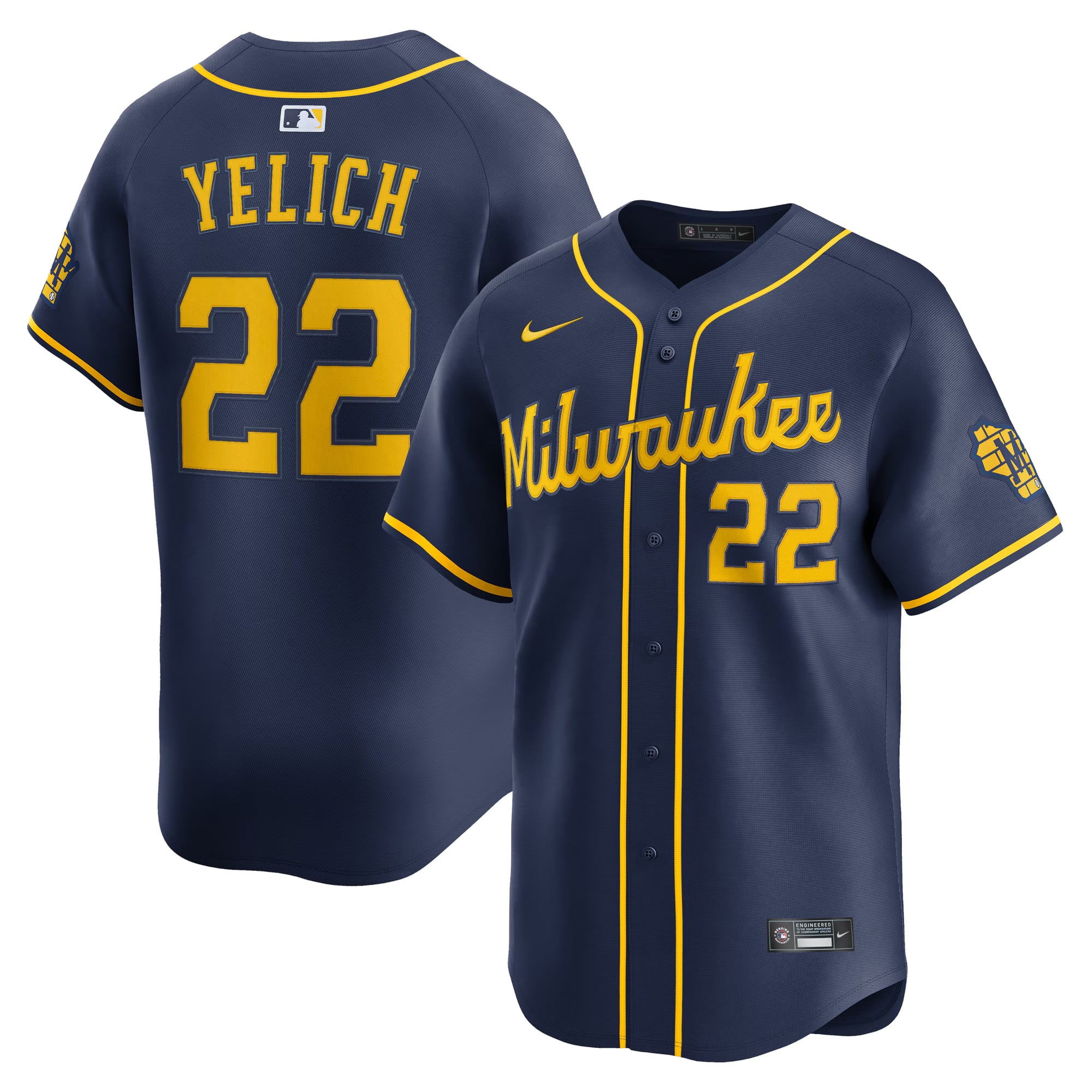 Christian Yelich Milwaukee Brewers Alternate Limited Jersey - Navy - Image 2