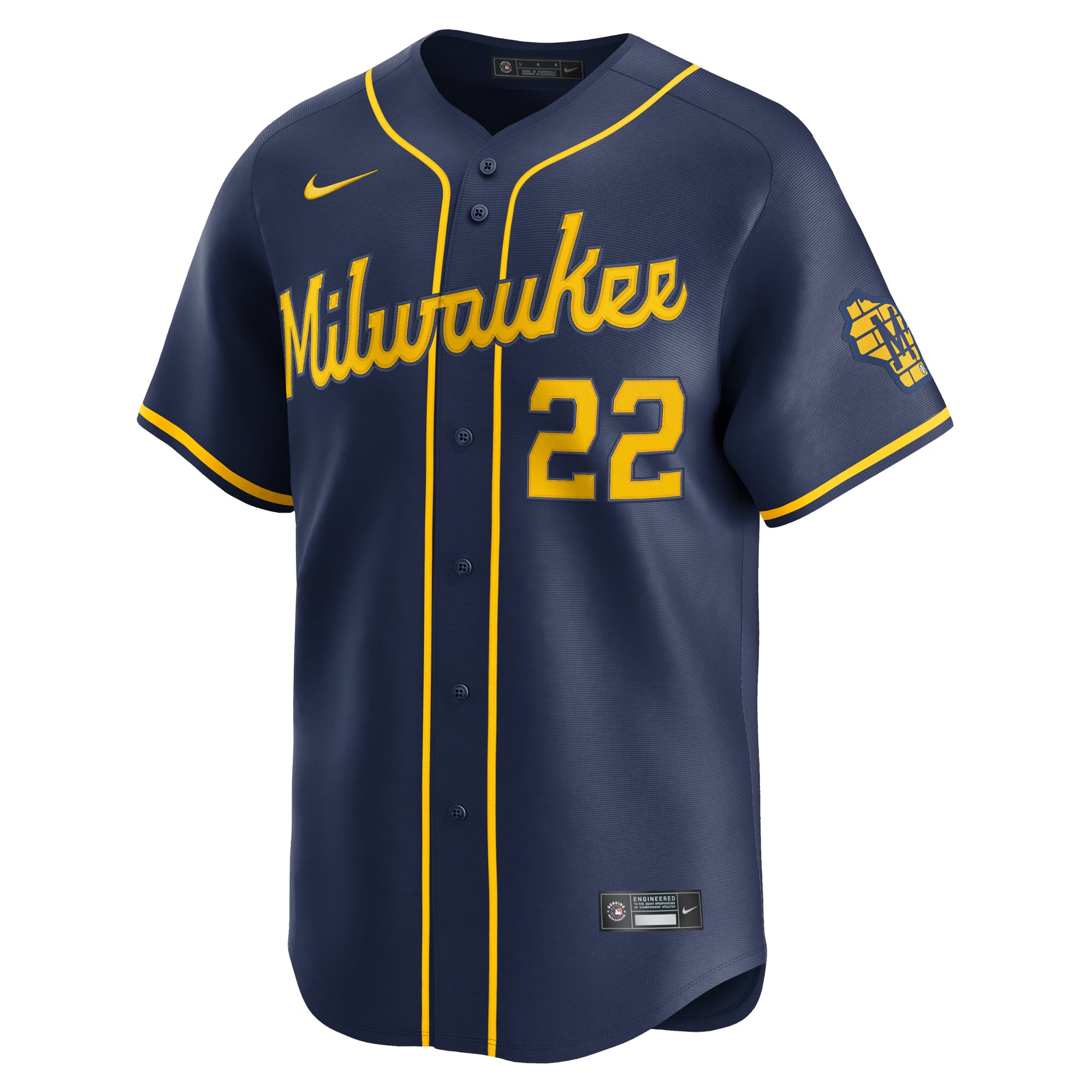 Christian Yelich Milwaukee Brewers Alternate Limited Jersey - Navy - Image 7