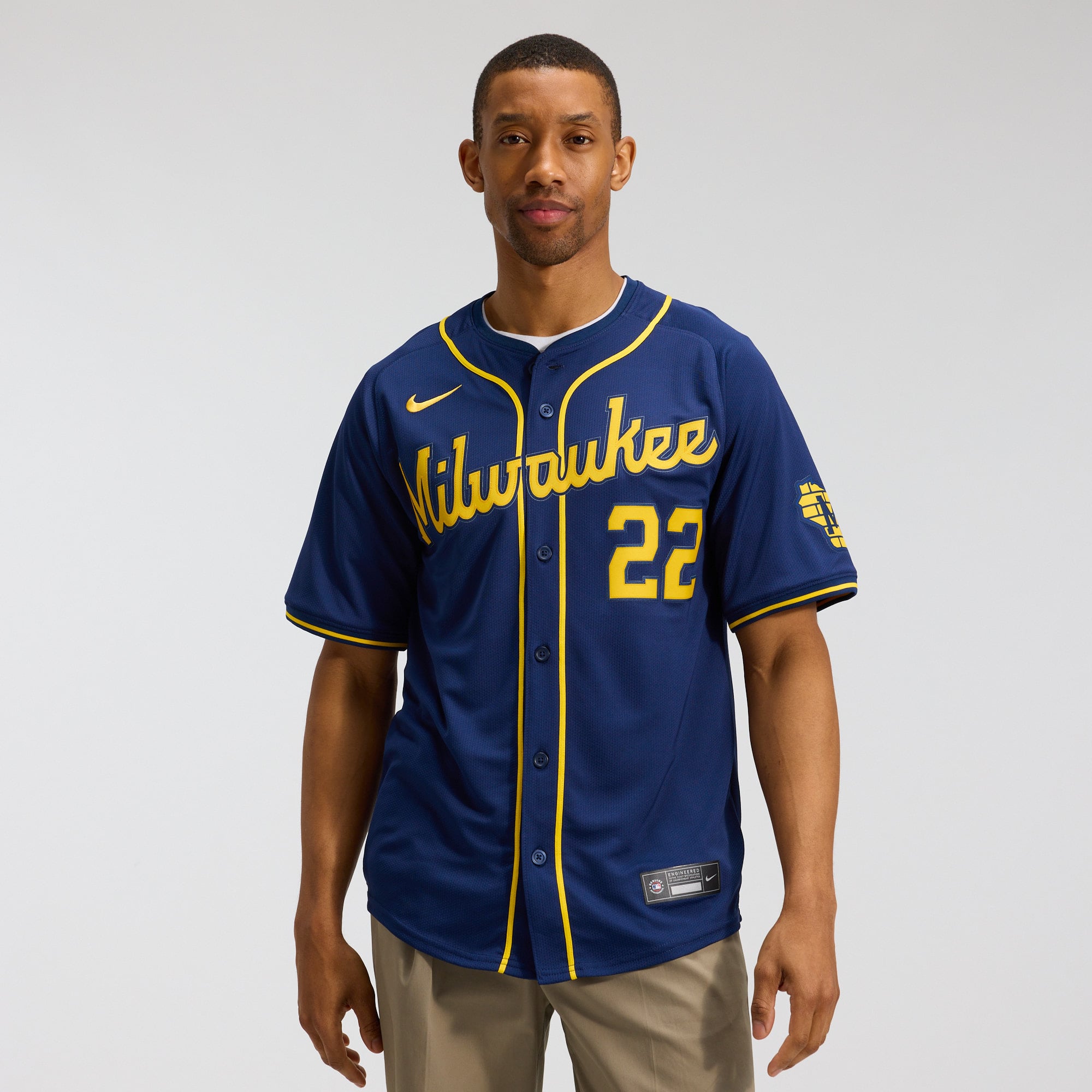 Christian Yelich Milwaukee Brewers Alternate Limited Jersey - Navy - Image 3