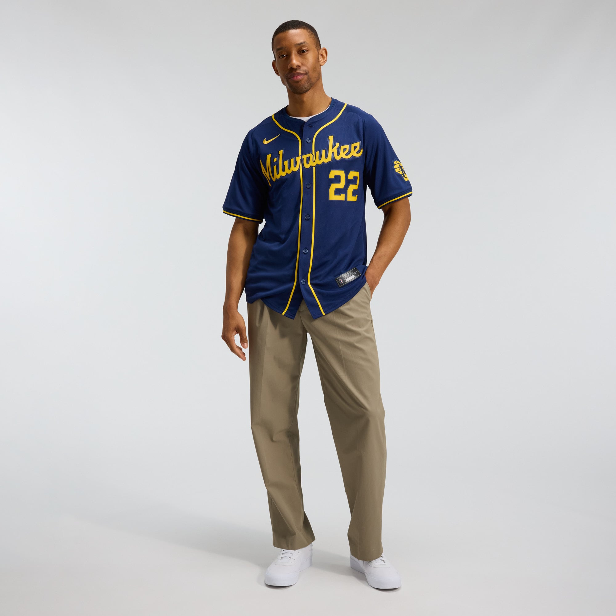 Christian Yelich Milwaukee Brewers Alternate Limited Jersey - Navy - Image 5