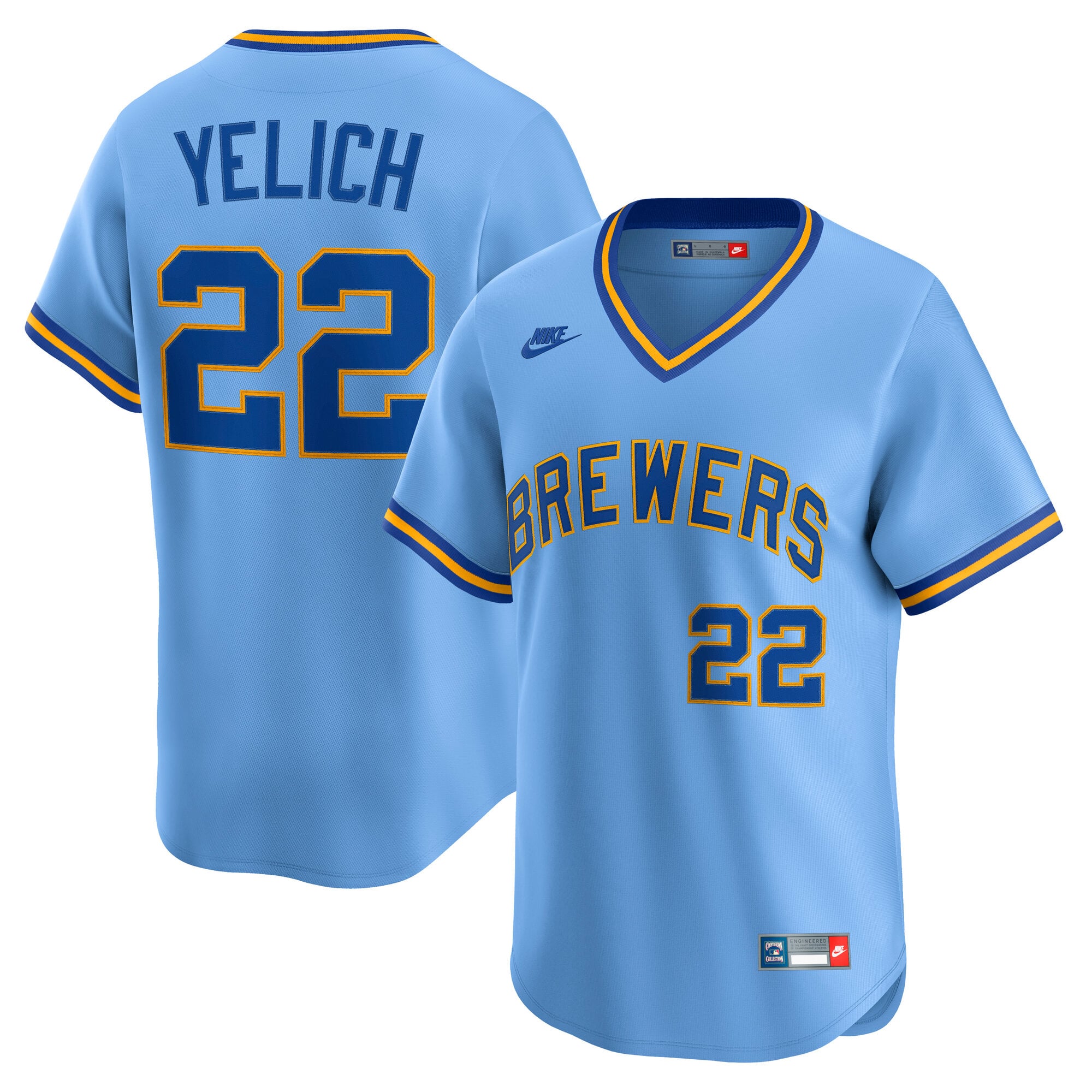 Christian Yelich Milwaukee Brewers Cooperstown Collection Limited Jersey - Powder Blue - Image 2