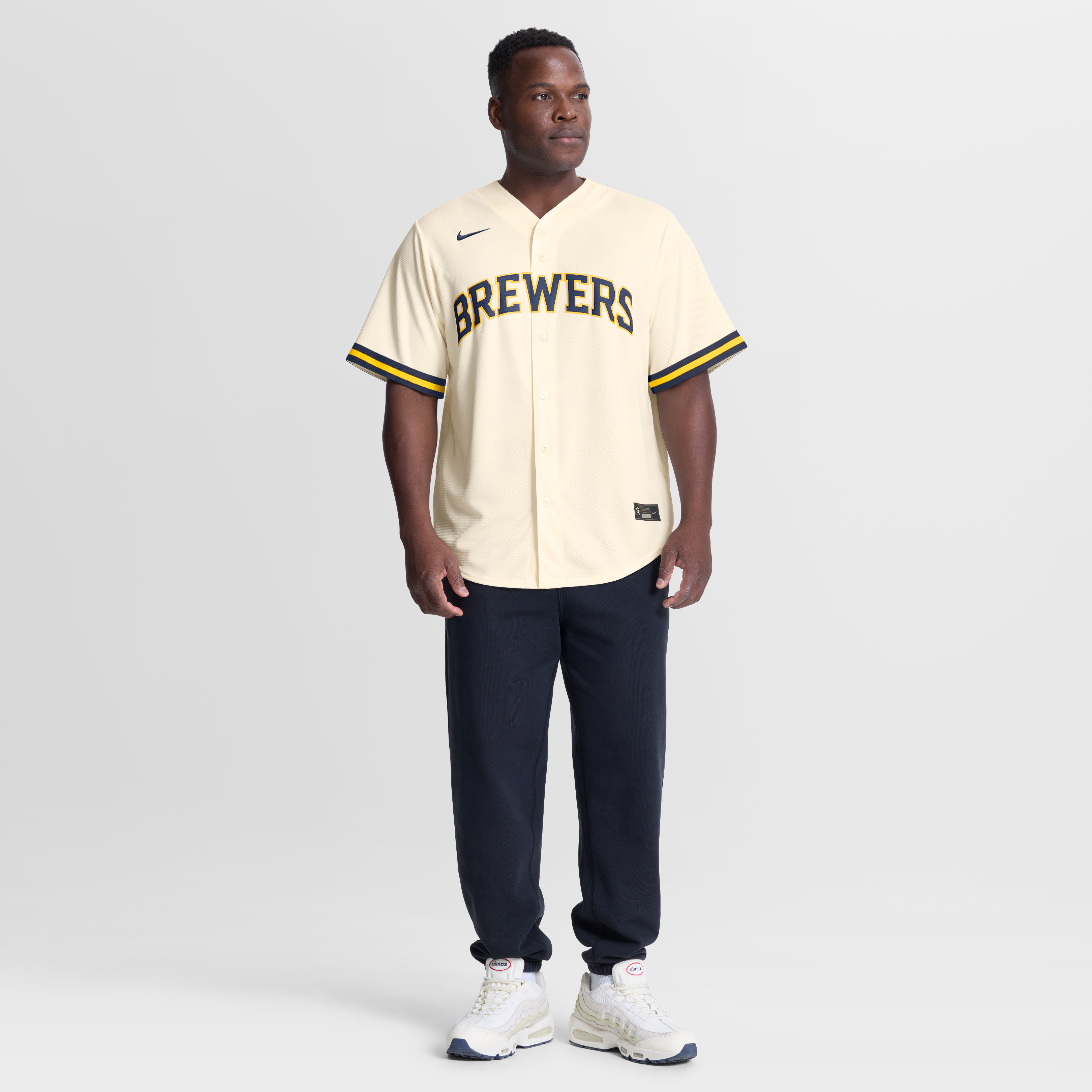 Christian Yelich Milwaukee Brewers Home Jersey - Cream - Image 5
