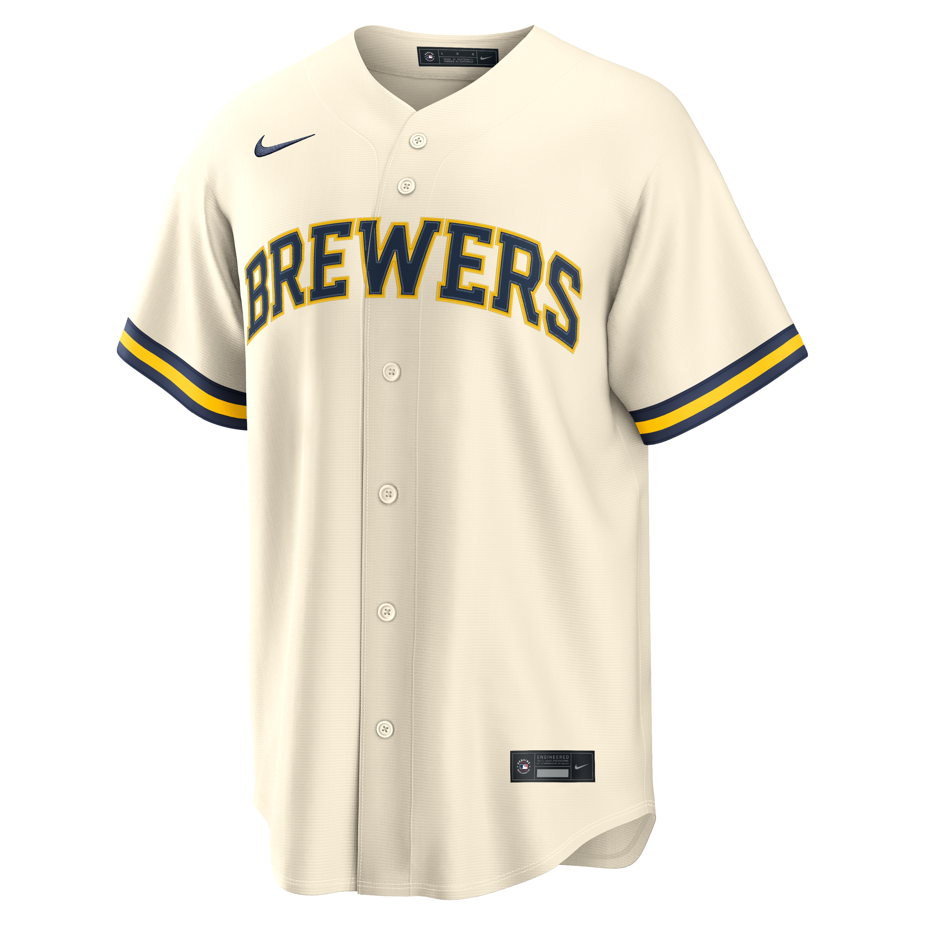 Christian Yelich Milwaukee Brewers Home Jersey - Cream - Image 3