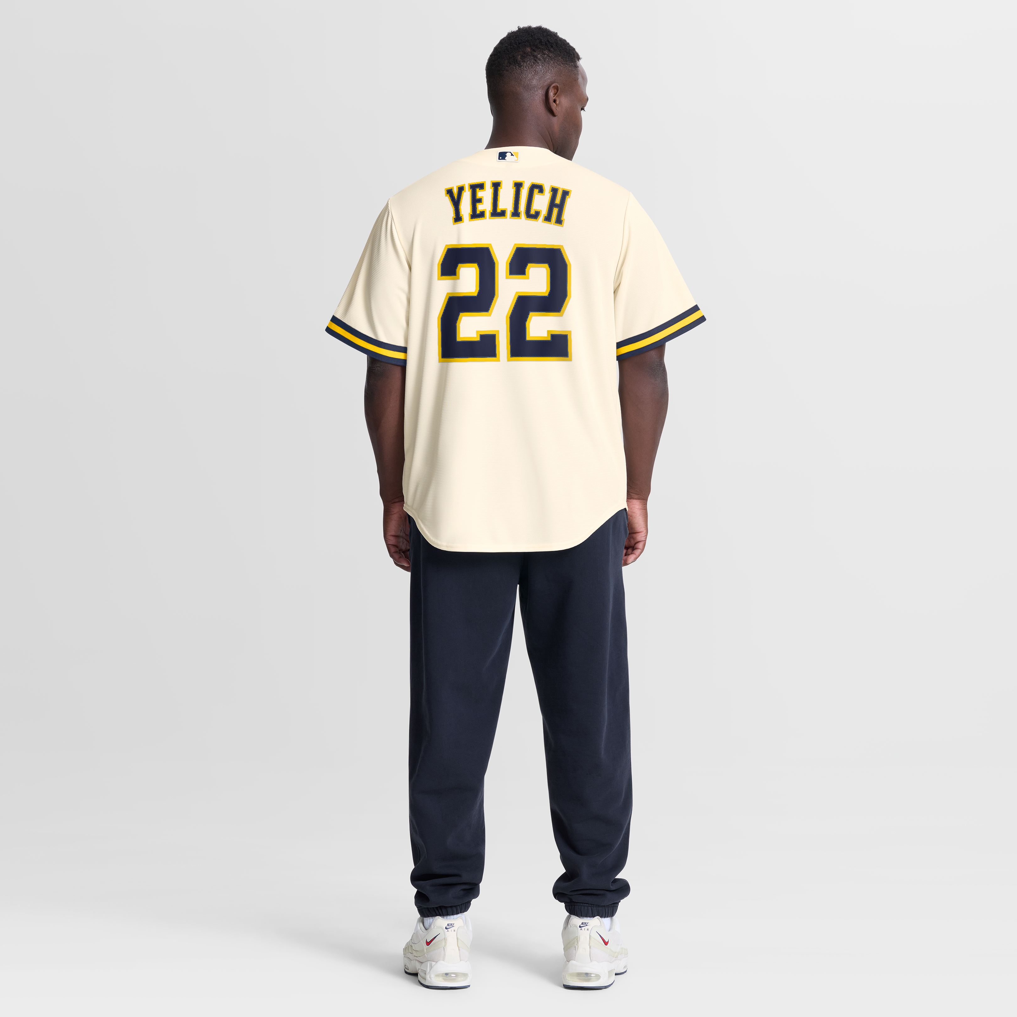 Christian Yelich Milwaukee Brewers Home Jersey - Cream - Image 6