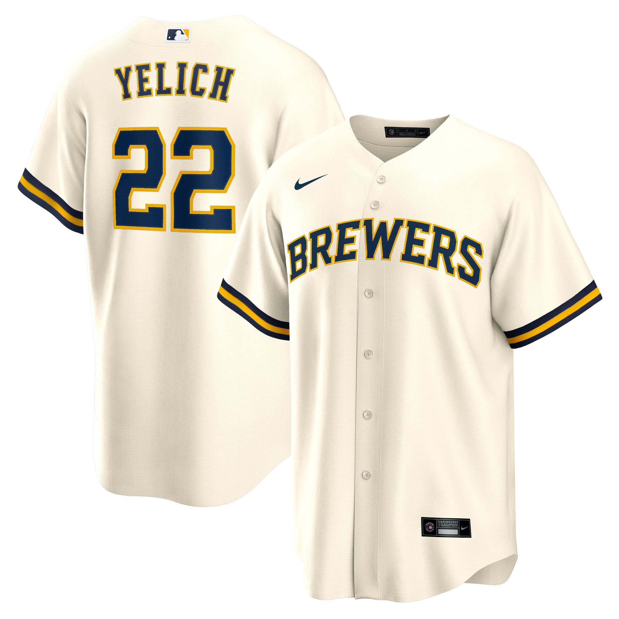 Christian Yelich Milwaukee Brewers Home Player Jersey - Cream - Image 2