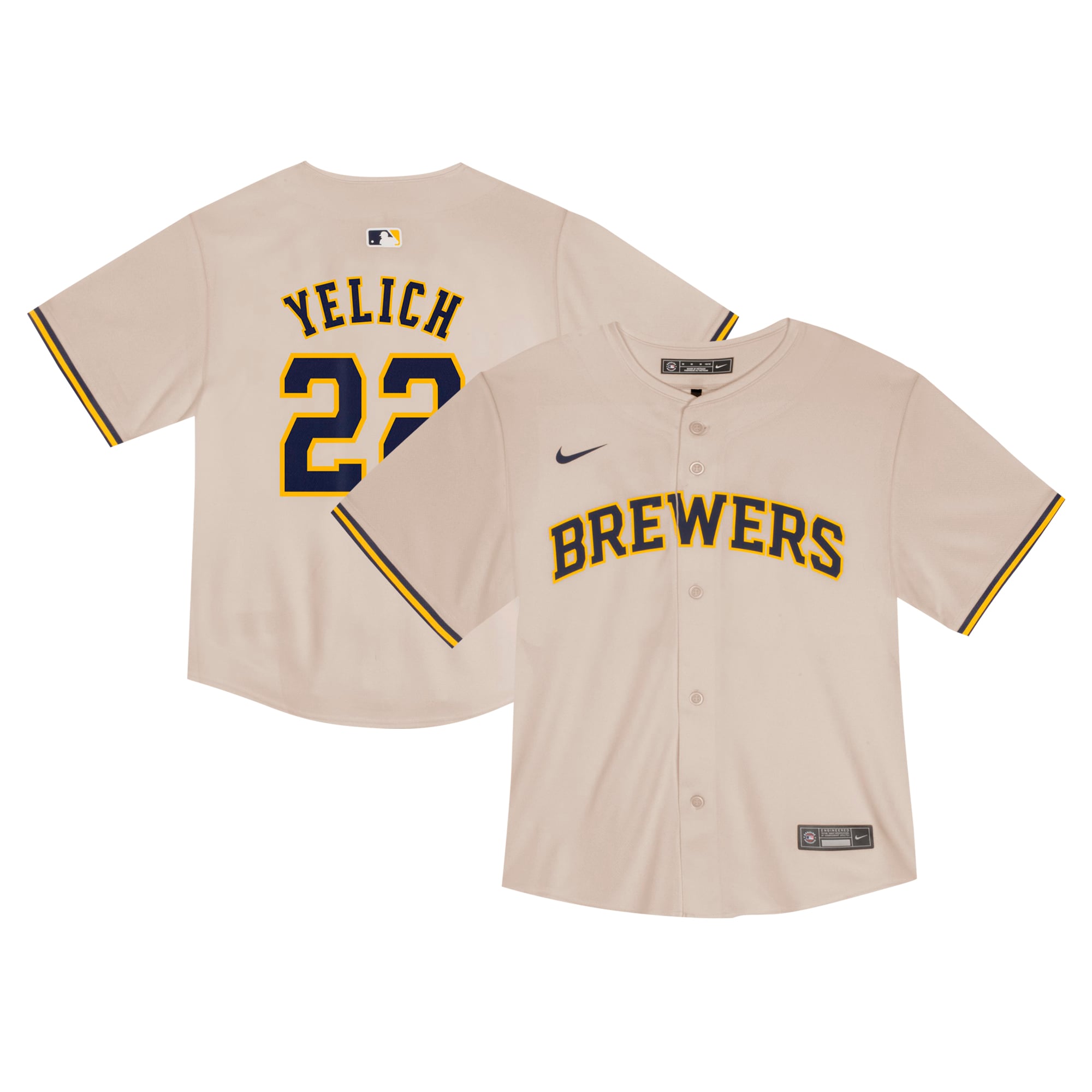 Christian Yelich Milwaukee Brewers Toddler Home Game Jersey - Cream - Image 2