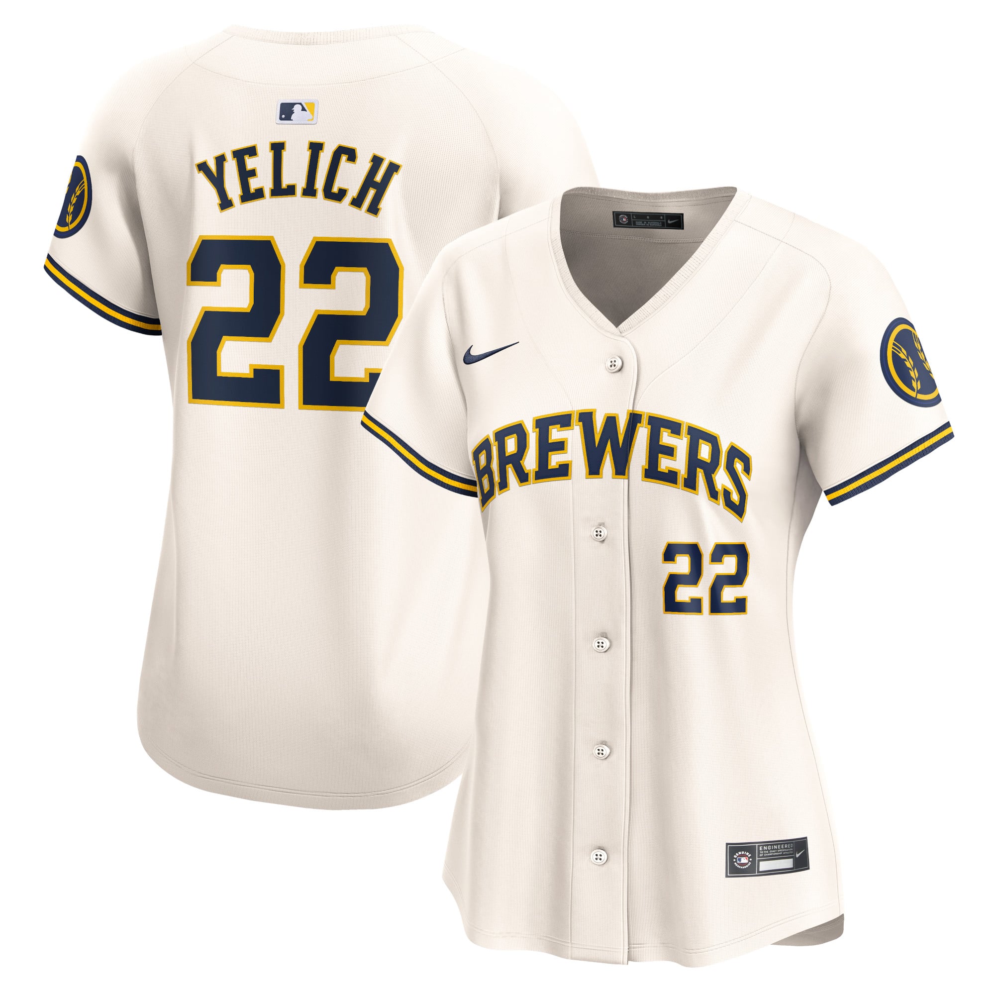 Christian Yelich Milwaukee Brewers Women's Home Limited Player Jersey - Cream - Image 2