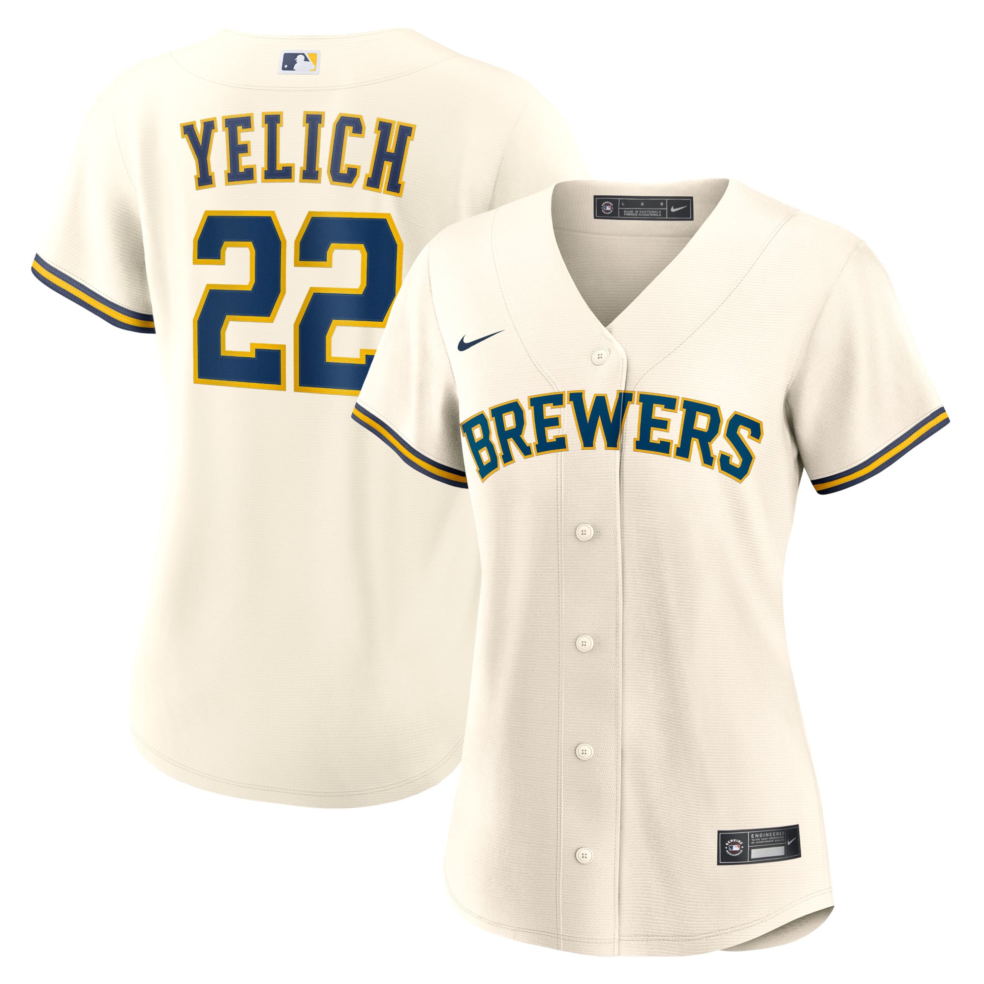Christian Yelich Milwaukee Brewers Women's Home Player Jersey - Cream - Image 2