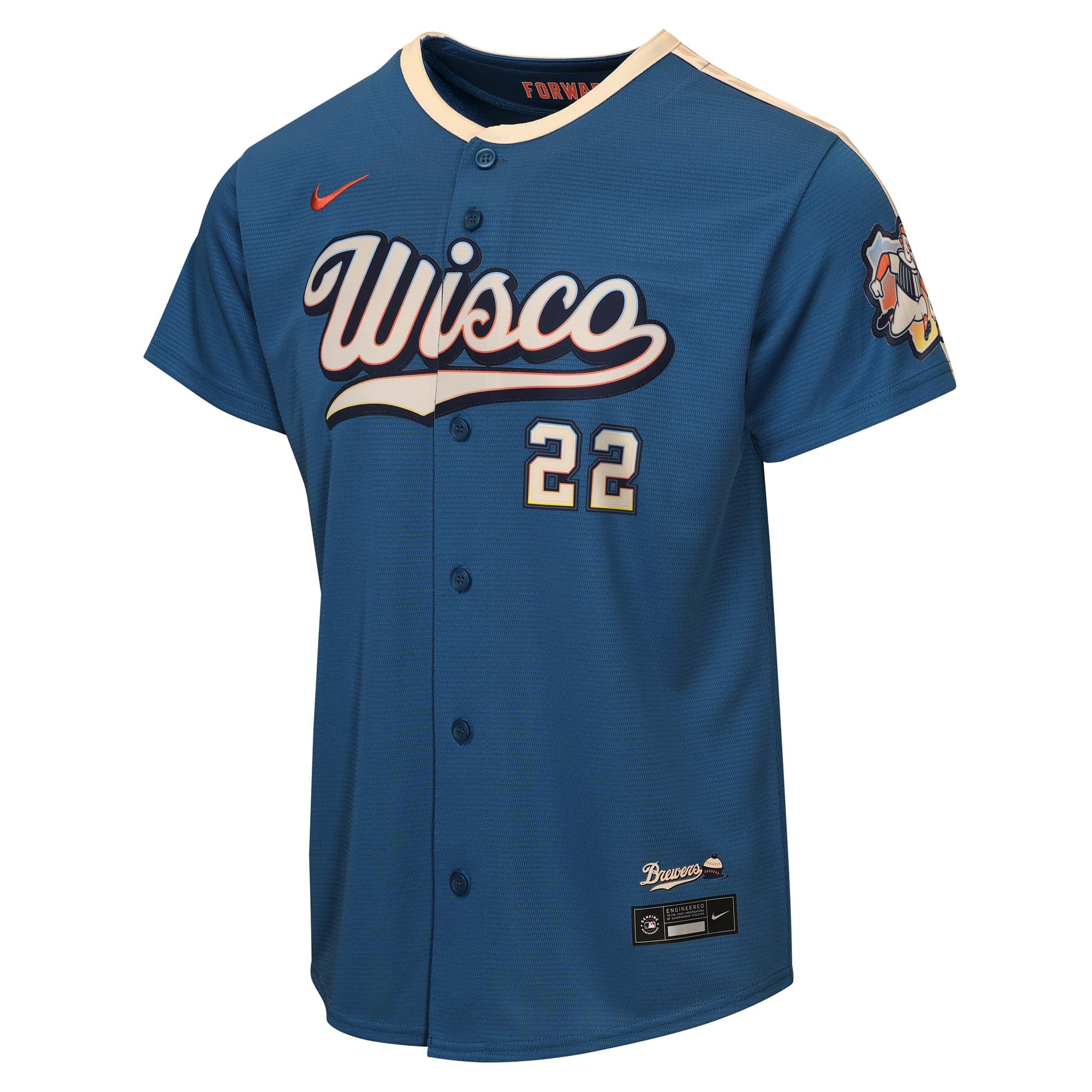 Christian Yelich Milwaukee Brewers Youth 2026 City Connect Stadium Jersey - Mineral Blue - Image 3