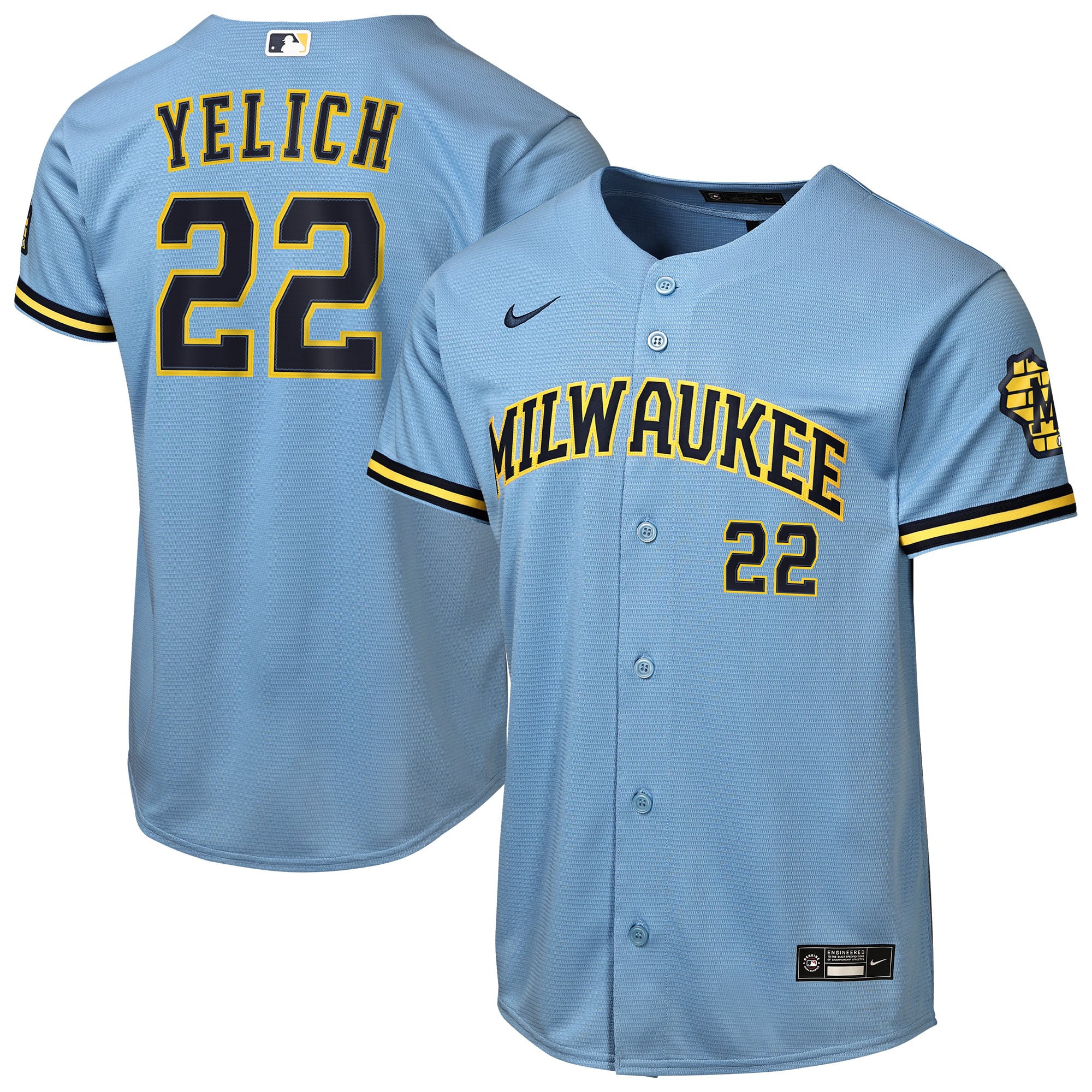 Christian Yelich Milwaukee Brewers Youth Home Stadium Jersey - Powder Blue