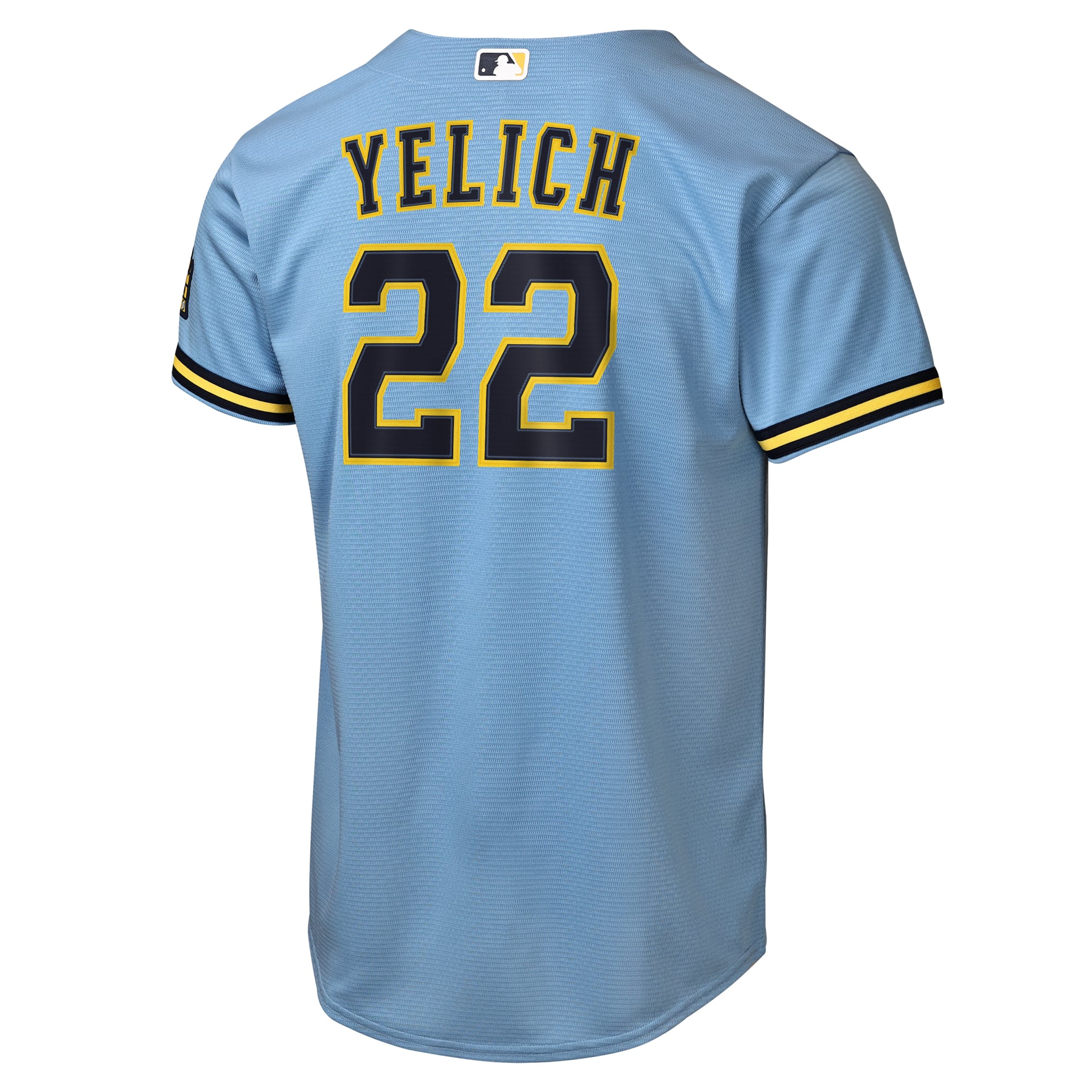 Christian Yelich Milwaukee Brewers Youth Home Stadium Jersey - Powder Blue - Image 4