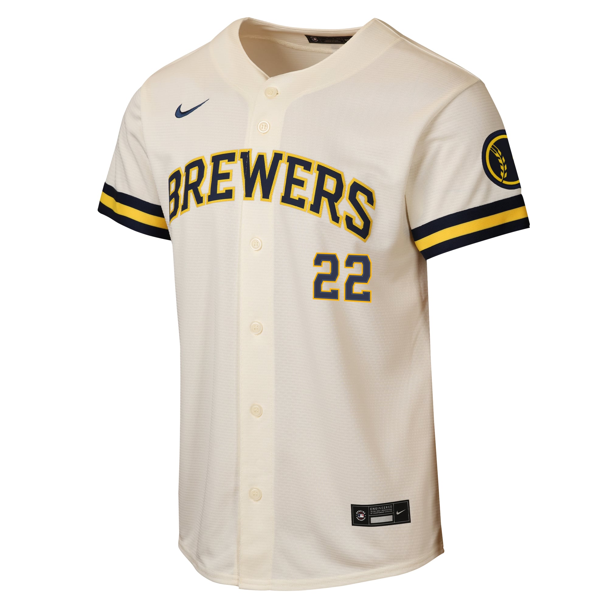 Christian Yelich Milwaukee Brewers Youth Road Stadium Jersey - Cream - Image 3