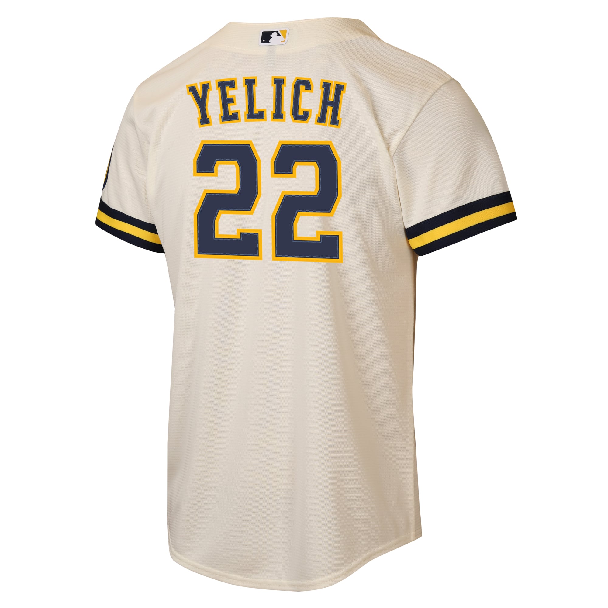 Christian Yelich Milwaukee Brewers Youth Road Stadium Jersey - Cream - Image 4