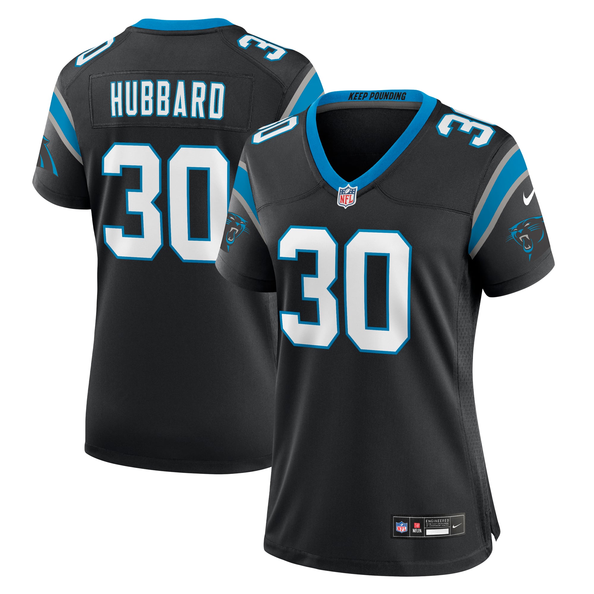Chuba Hubbard Carolina Panthers Women's Alternate Game Jersey - Blue - Black - Image 2