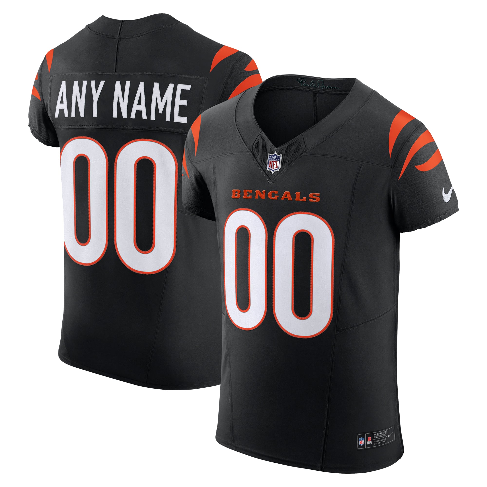 Cincinnati Bengals Team Vapor F.U.S.E. Elite Custom Jersey - Black - Black - Image 2