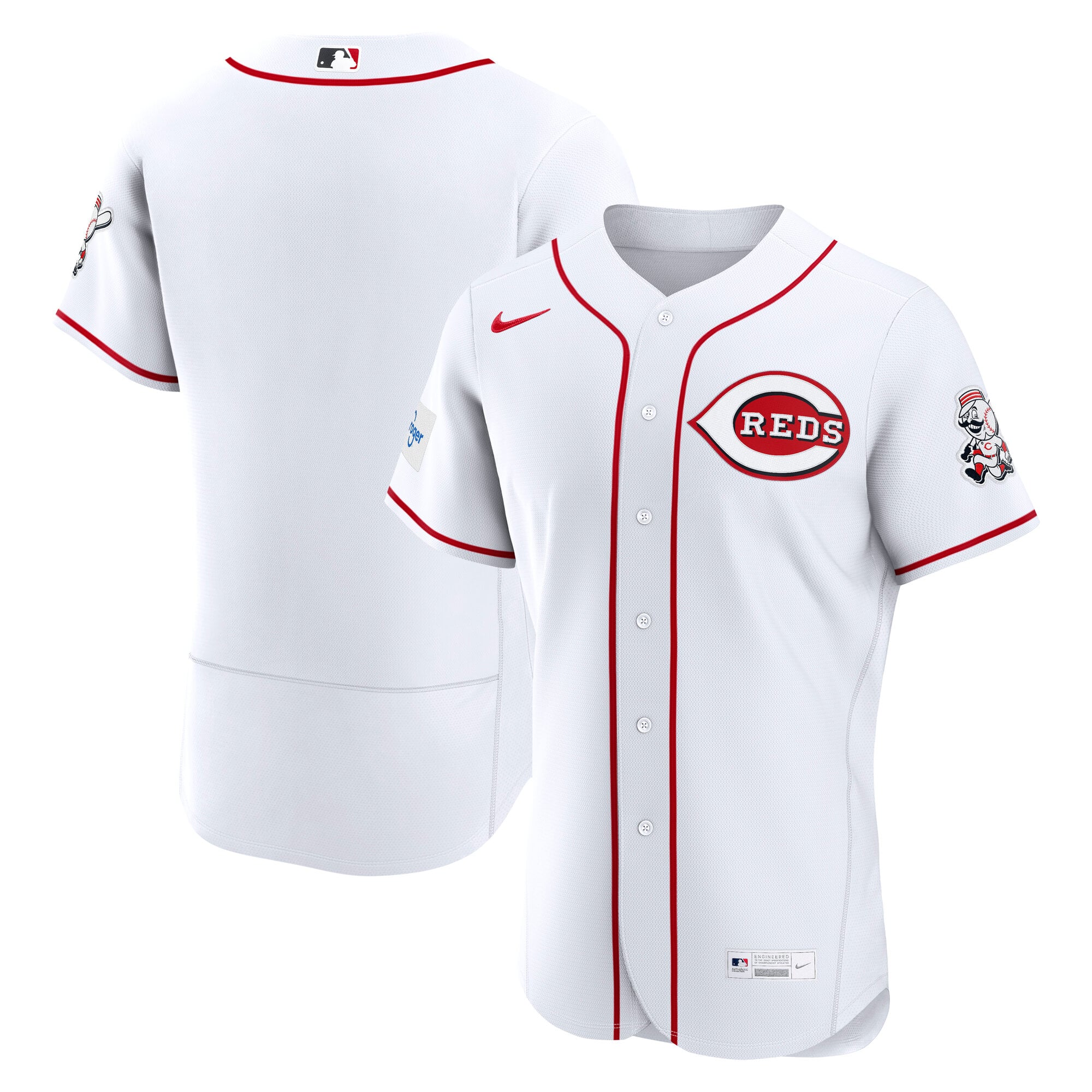 Cincinnati Reds Home Sponsor Patch Jersey - White - Image 2