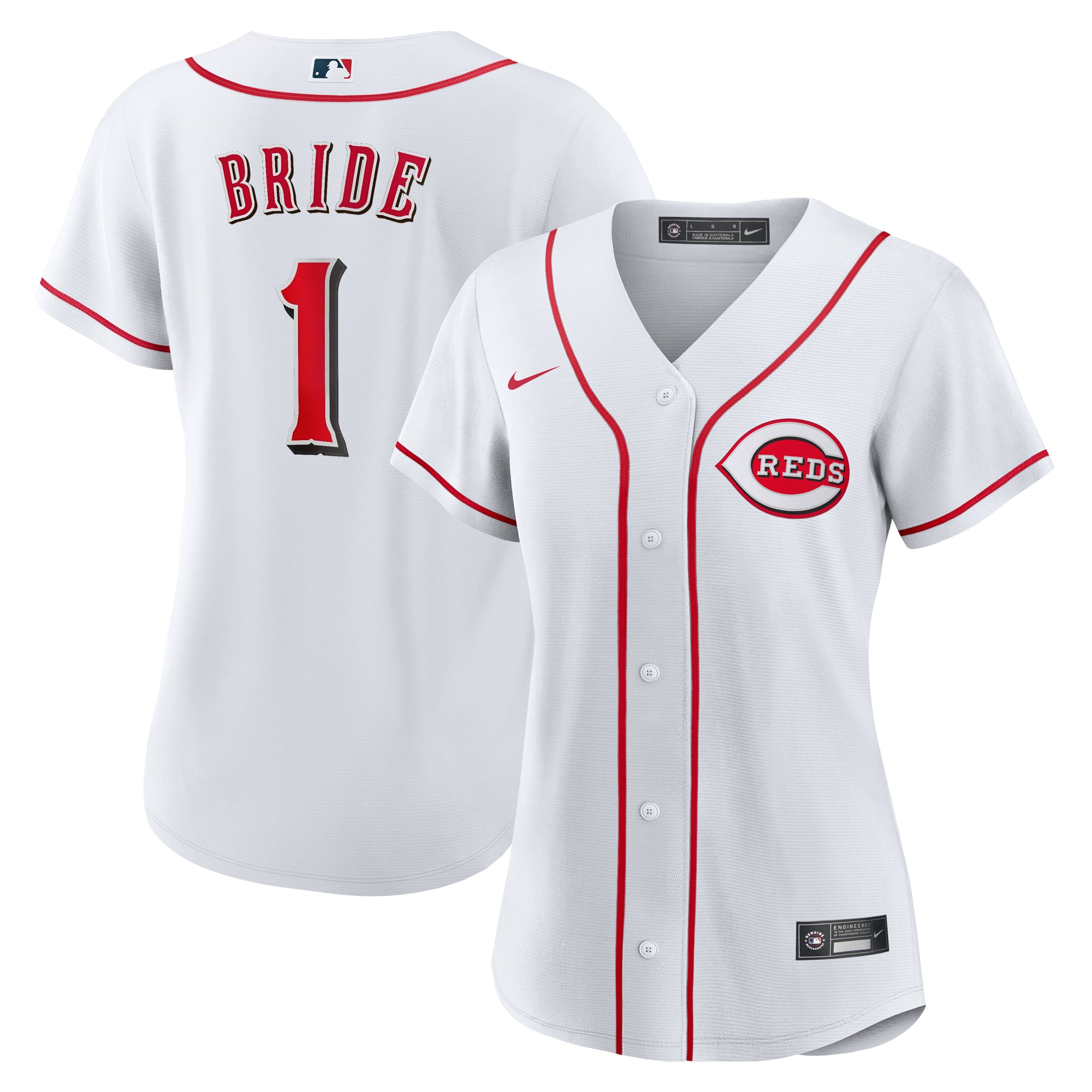 Cincinnati Reds Women's #1 Bride Home Jersey - White - Image 2