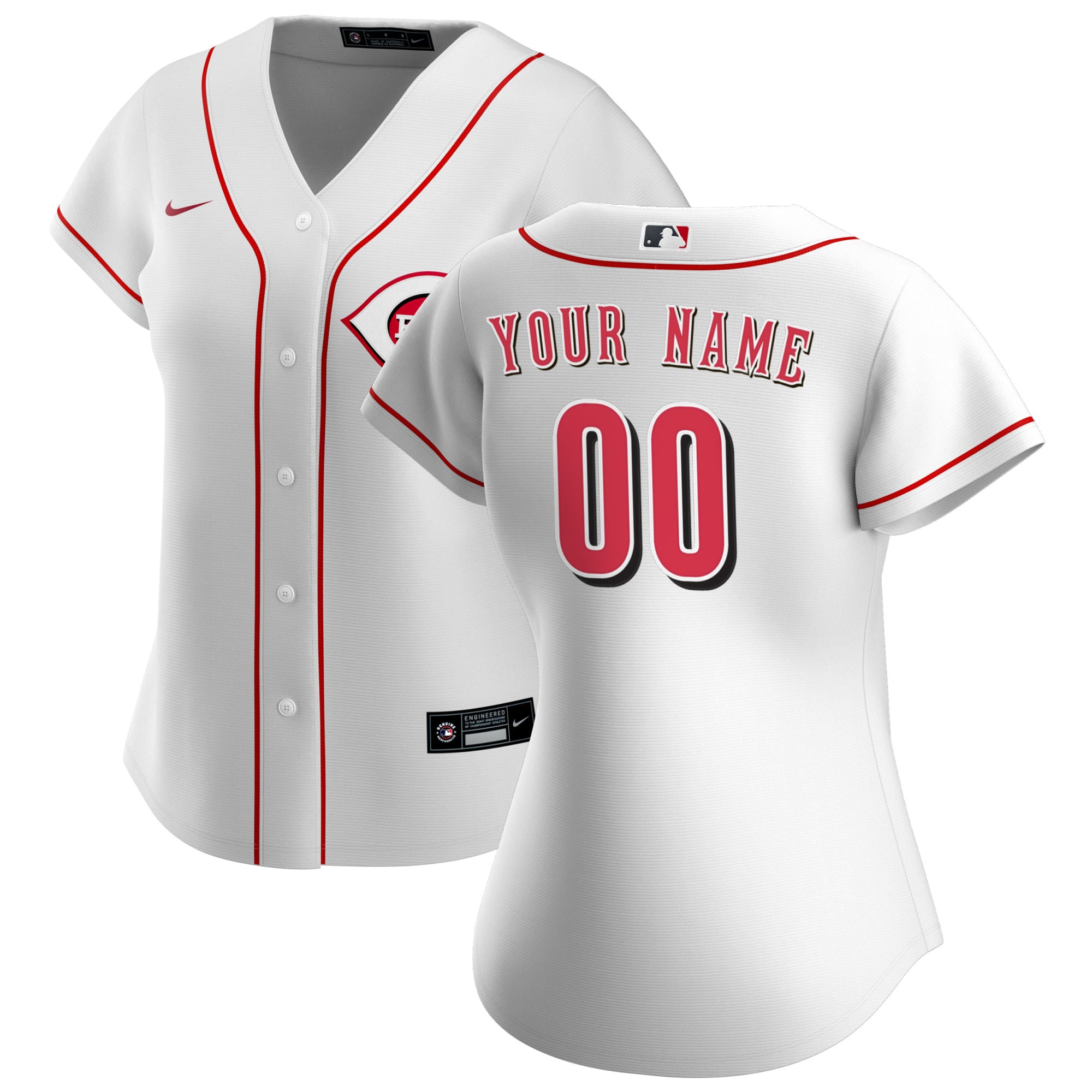 Cincinnati Reds Women's Home Custom Jersey - White - Image 2