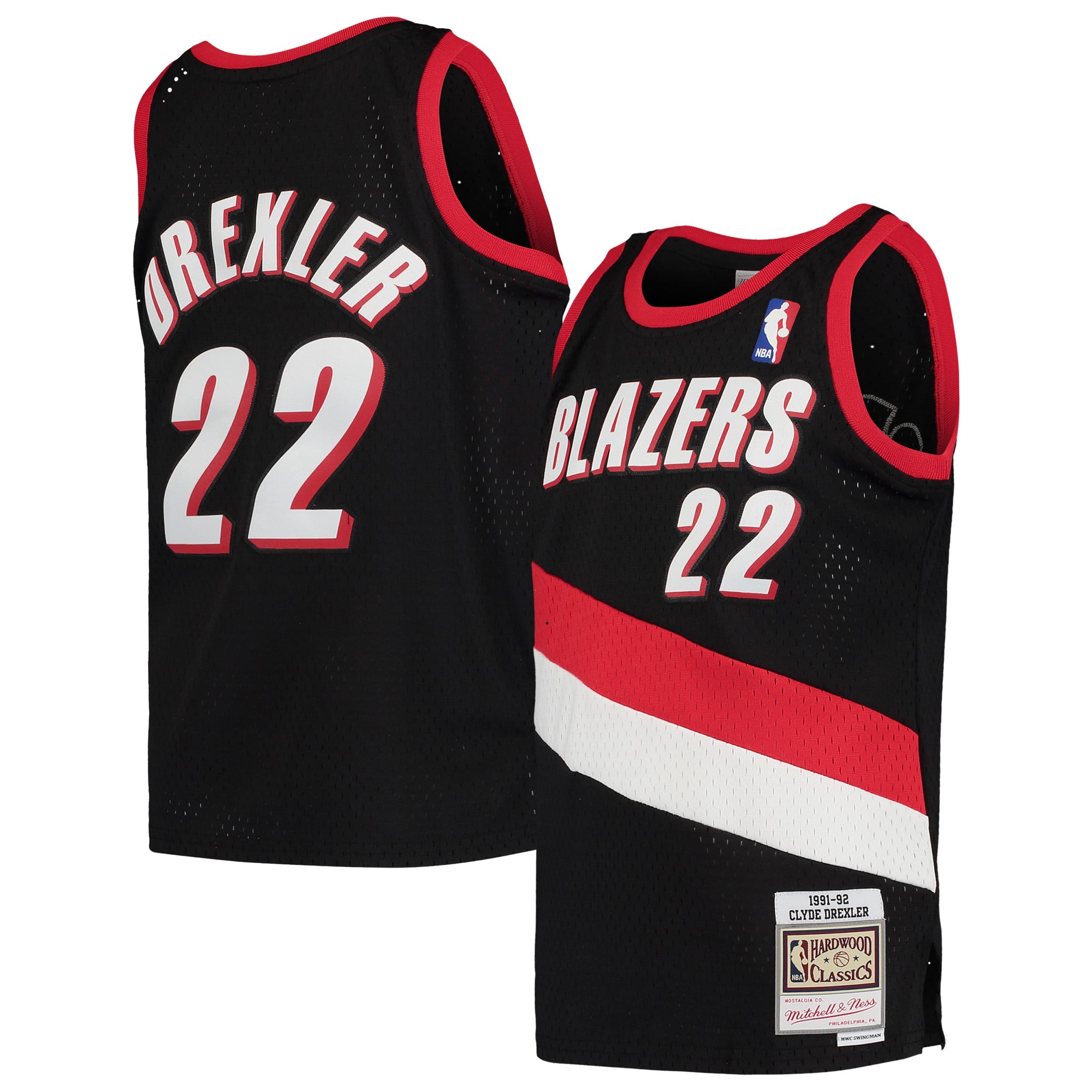 Clyde Drexler Portland Trail Blazers Youth 1991/92 Hardwood Classics Swingman Jersey - Black - Image 2