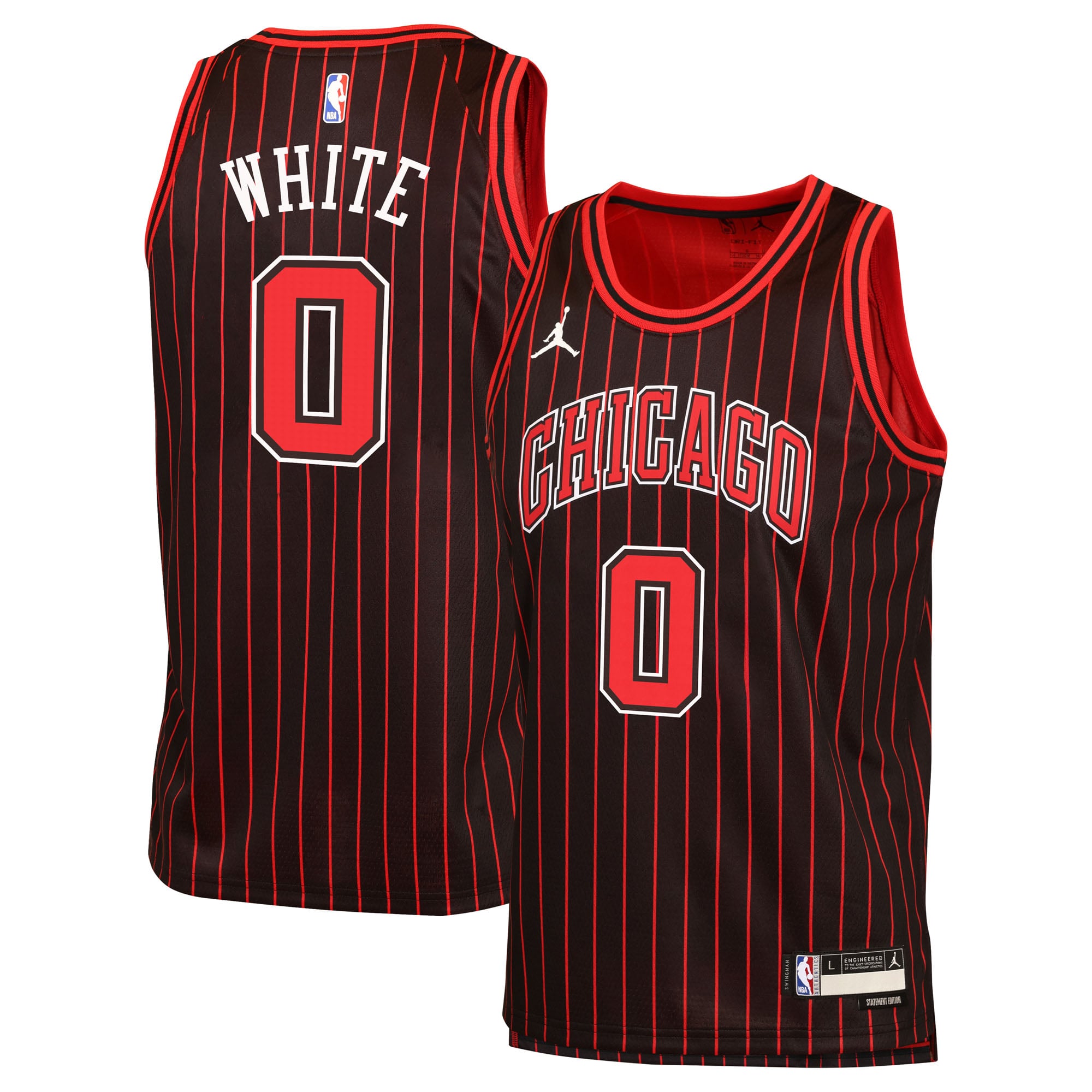 Coby White Chicago Bulls Jordan Brand Youth Swingman Jersey - Statement Edition - Black - Image 2