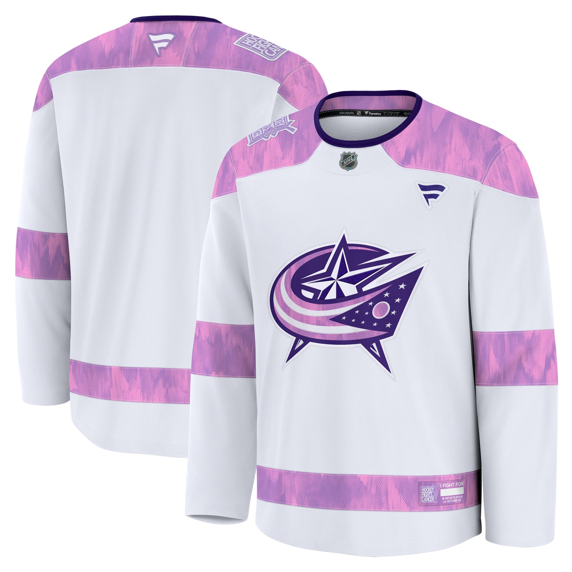 Columbus Blue Jackets 2024 Hockey Fights Cancer Practice Jersey - White - Image 2
