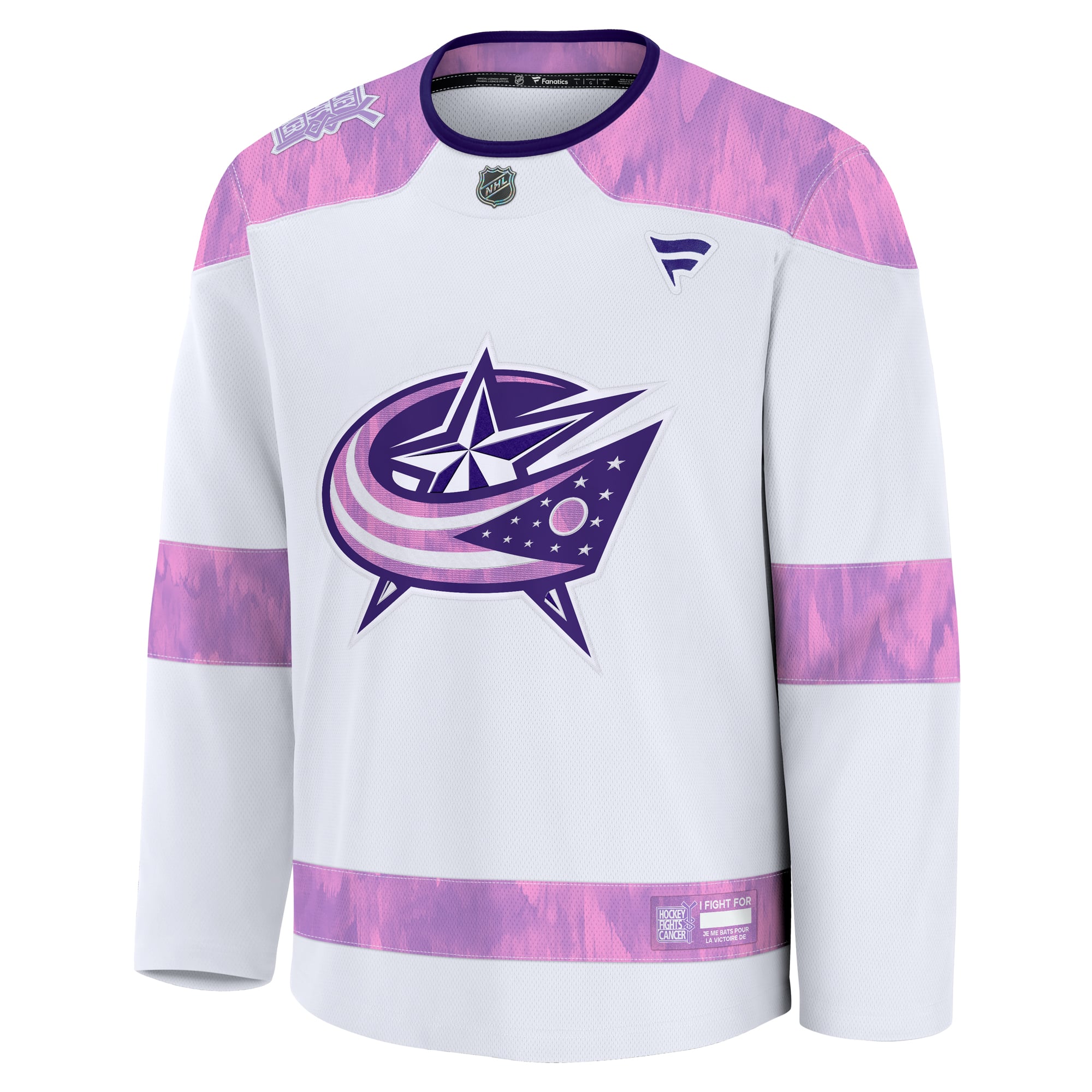 Columbus Blue Jackets 2024 Hockey Fights Cancer Practice Jersey - White - Image 3