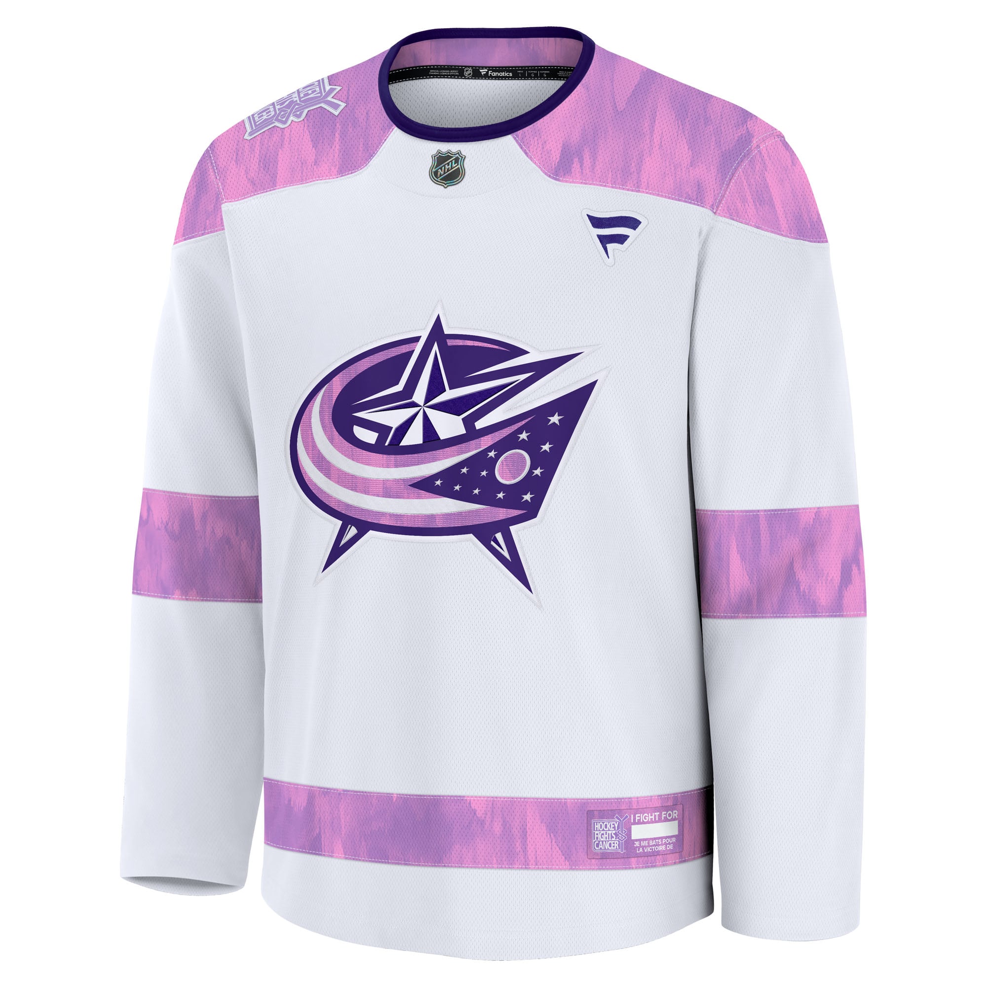 Columbus Blue Jackets Hockey Fights Cancer Survivor Practice Jersey - White - Image 3