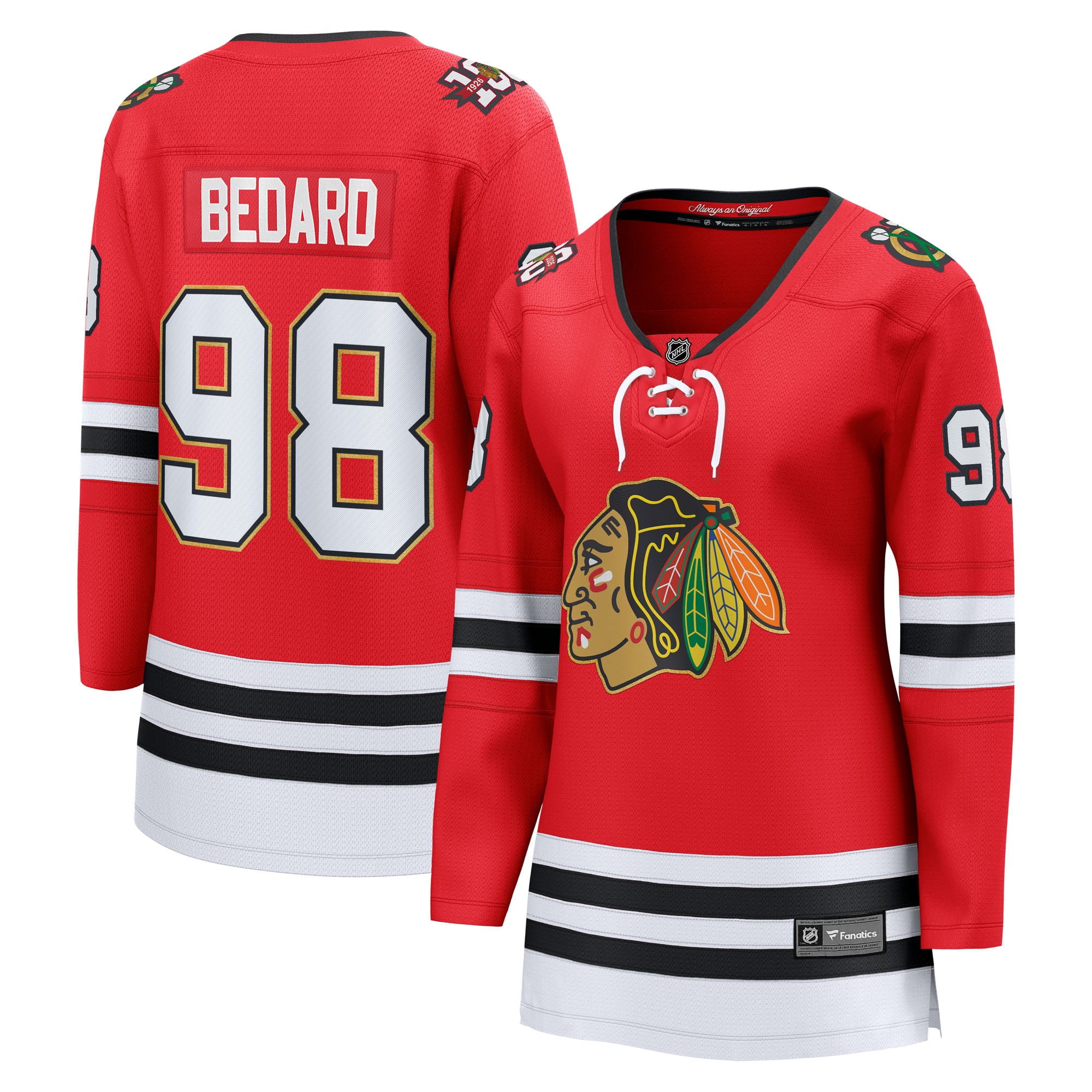 Connor Bedard Chicago Blackhawks Women's Centennial Breakaway Player Jersey - Red - Image 2