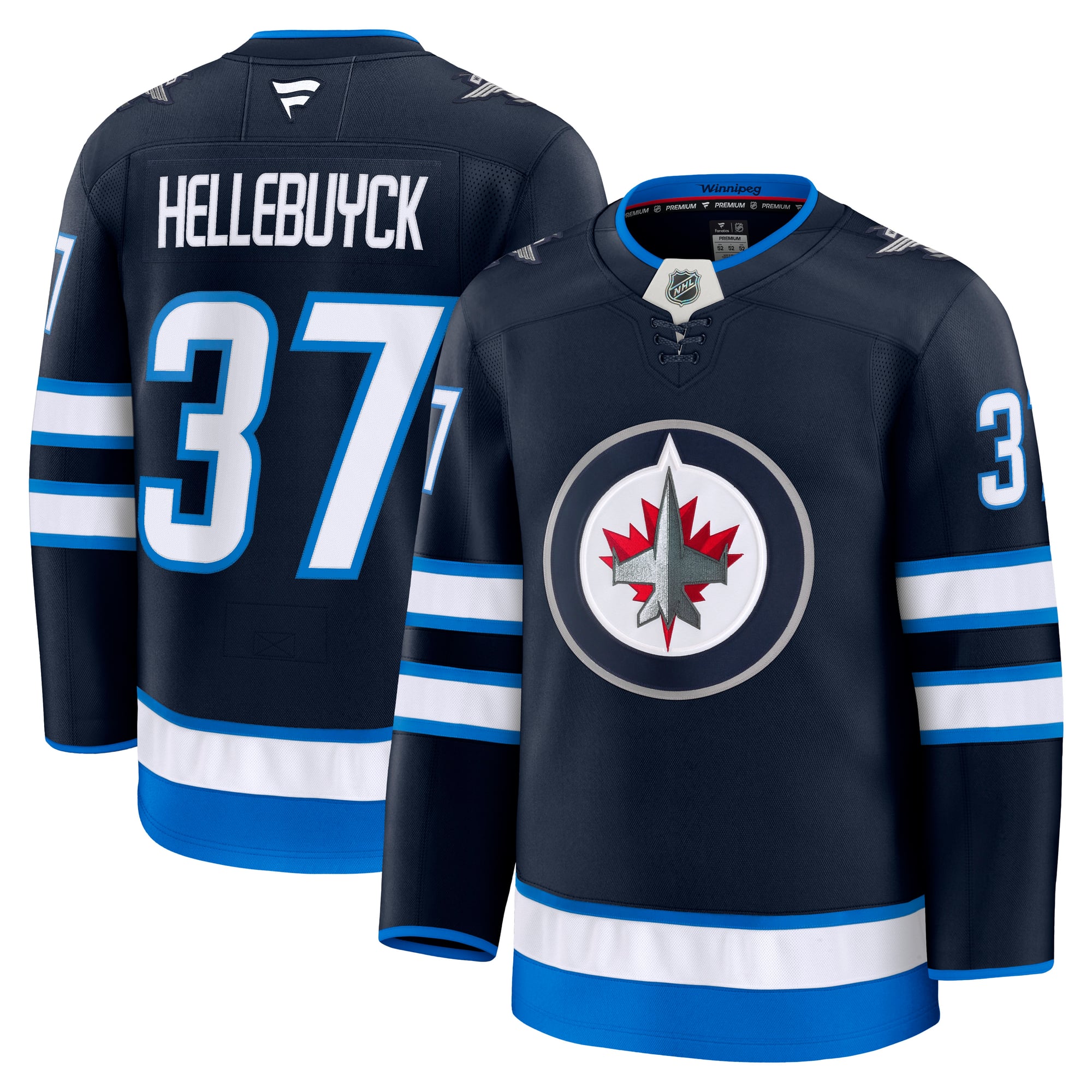 Connor Hellebuyck Winnipeg Jets Home Premium Jersey - Navy - Image 2