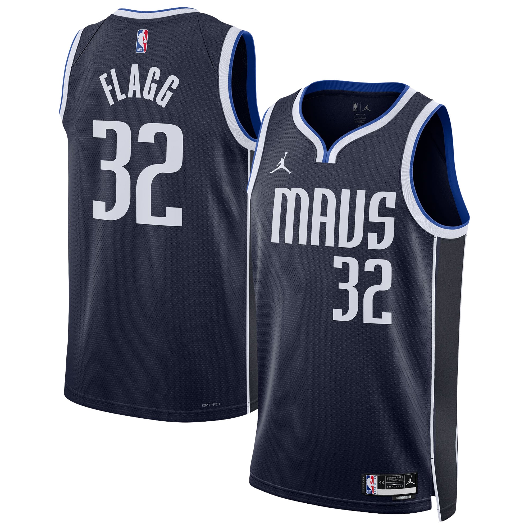Cooper Flagg Dallas Mavericks Jordan Brand Unisex Swingman Jersey - Navy - Statement Edition - Image 2