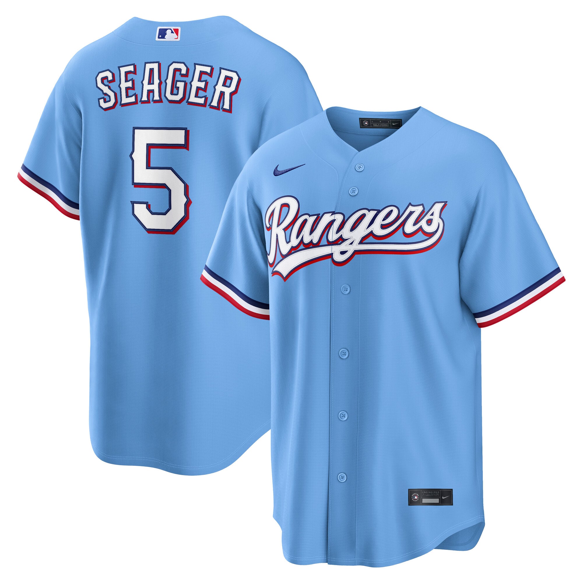 Corey Seager Texas Rangers Road Jersey - Light Blue - Image 2