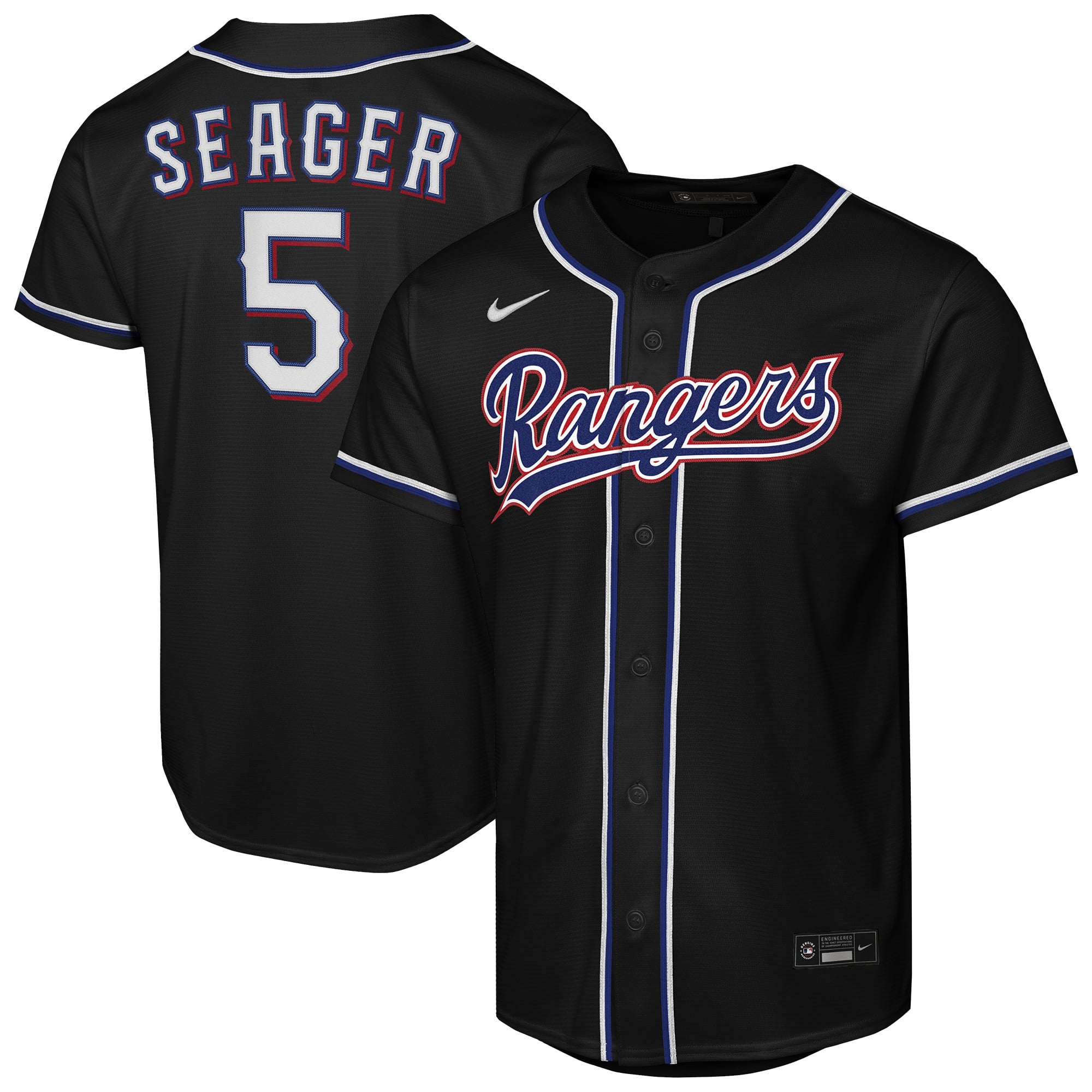 Corey Seager Texas Rangers Youth Fashion Player Jersey - Black - Image 2