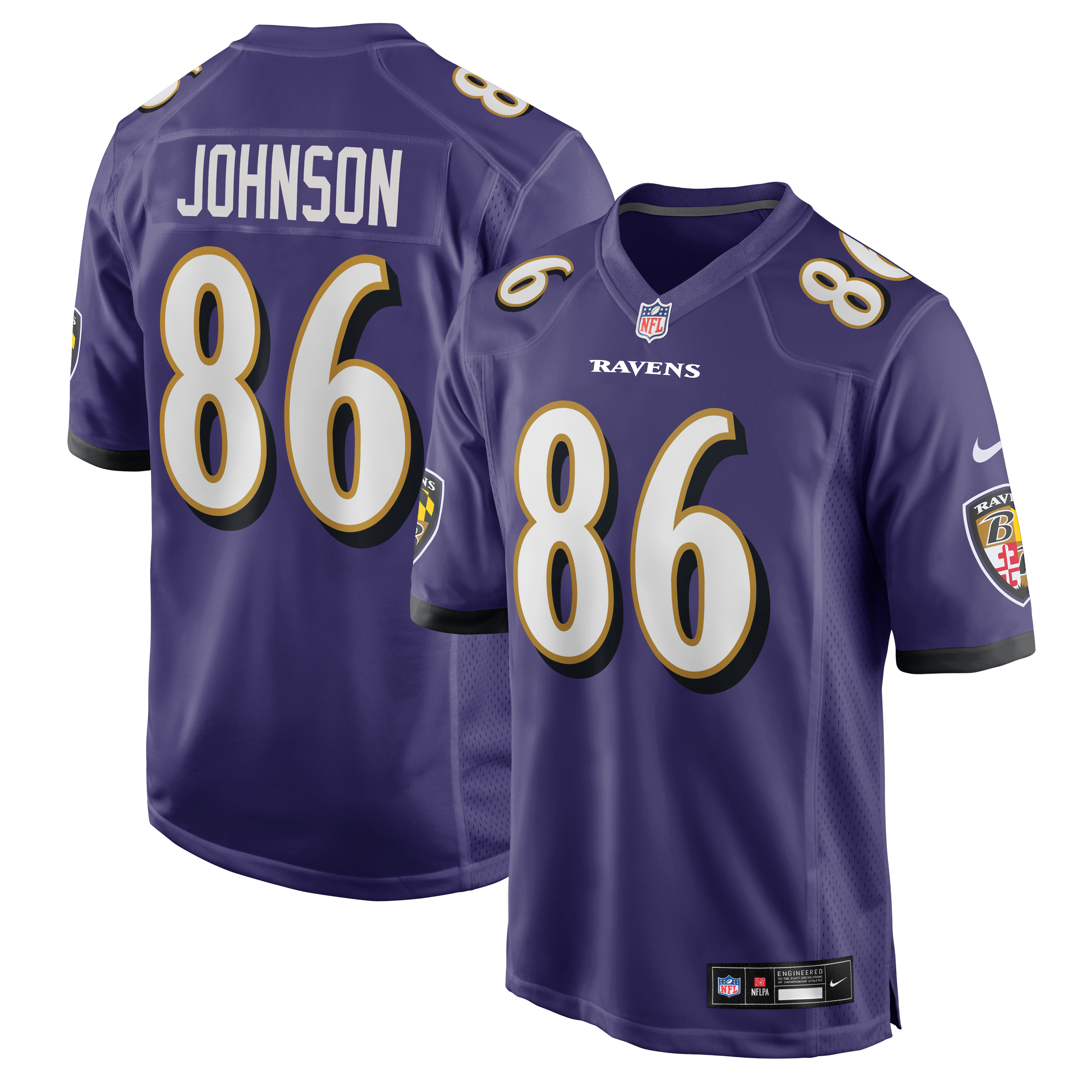 Cornelius Johnson Baltimore Ravens Team Game Jersey - Purple - Image 2