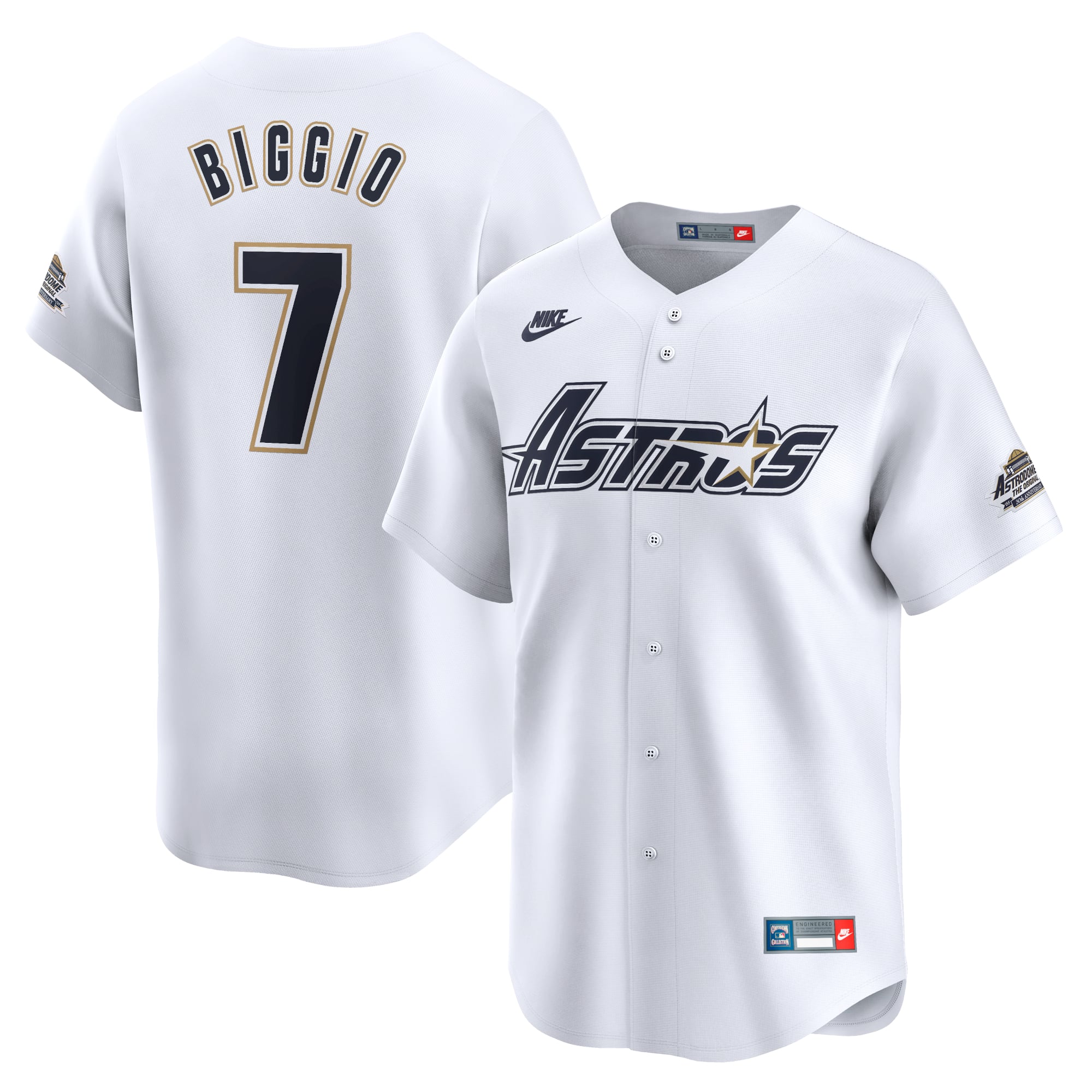 Craig Biggio Houston Astros Throwback Cooperstown Collection Limited Jersey - White - Image 2