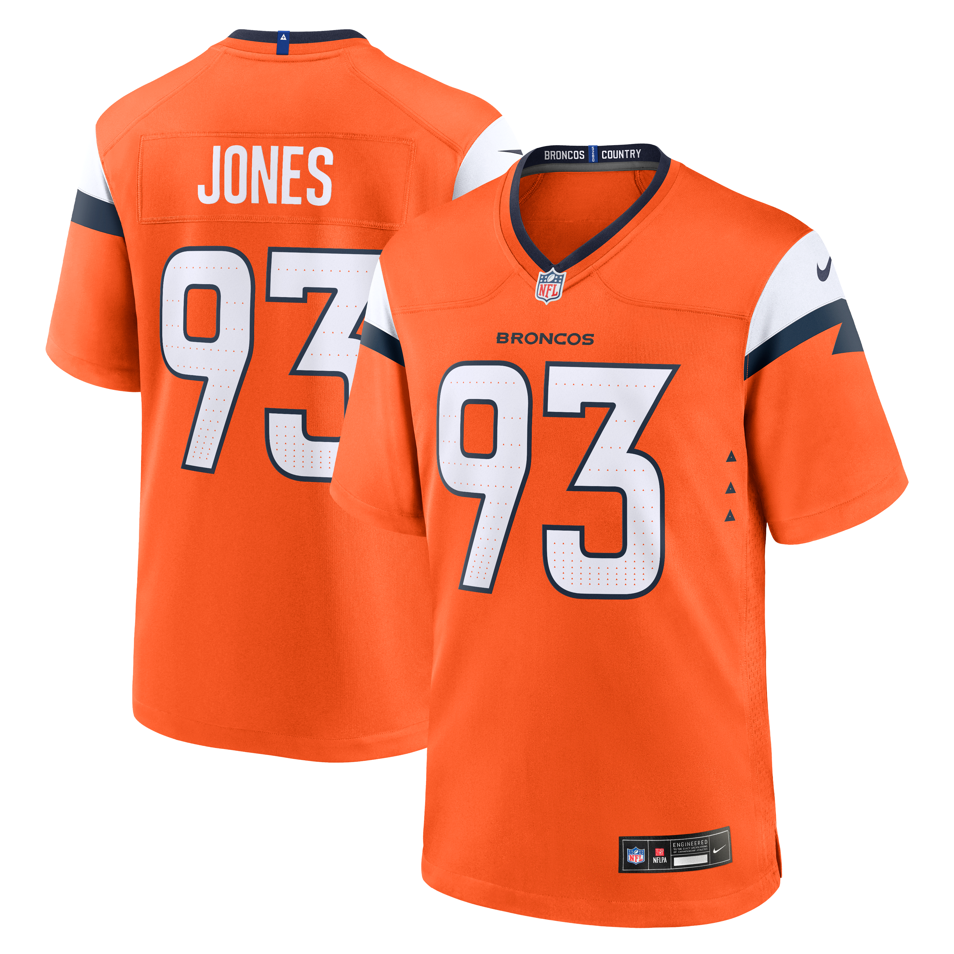 D.J. Jones Denver Broncos Team Game Jersey - Orange - Image 2