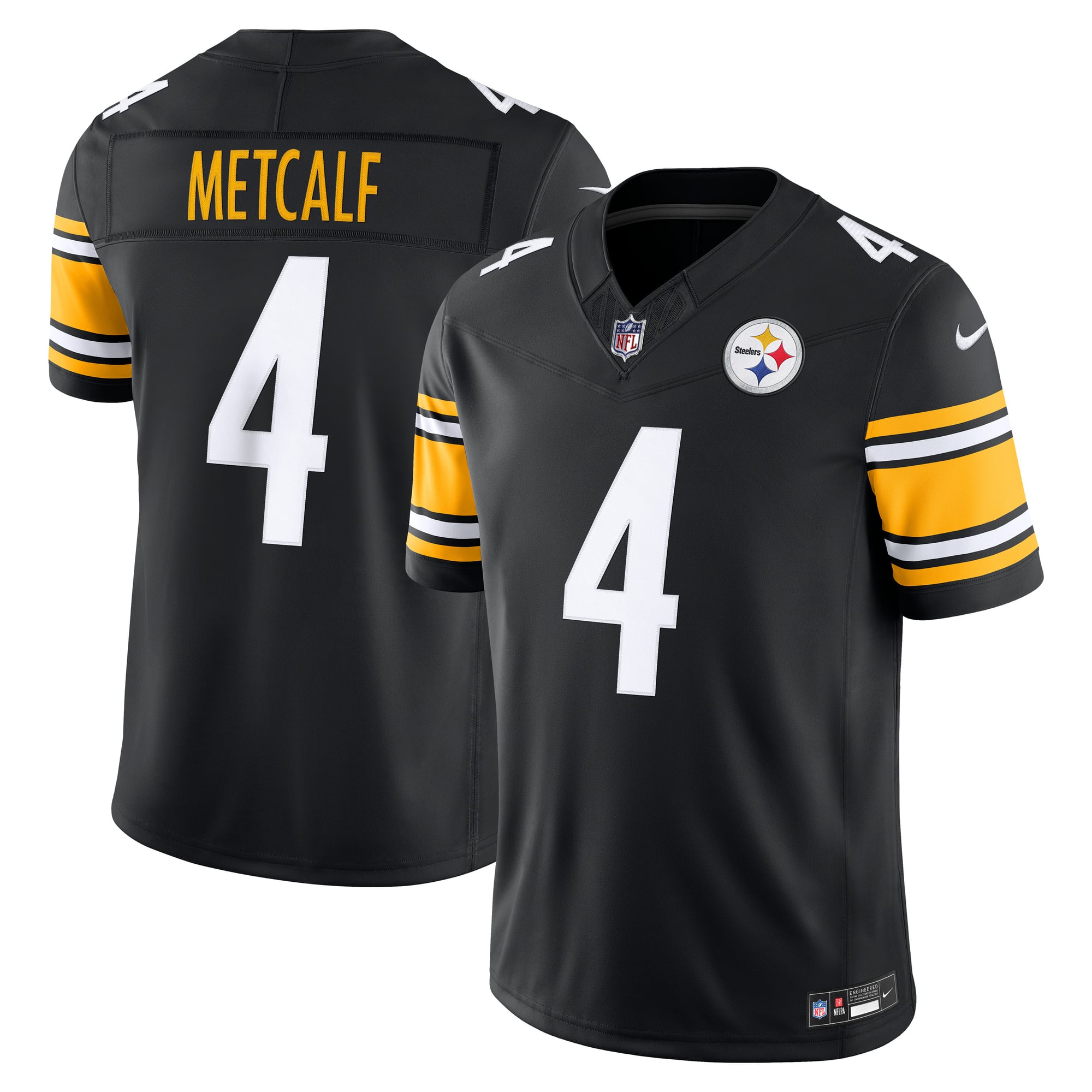 DK Metcalf Pittsburgh Steelers Team Vapor F.U.S.E. Stitched Limited Jersey - Black - Image 2