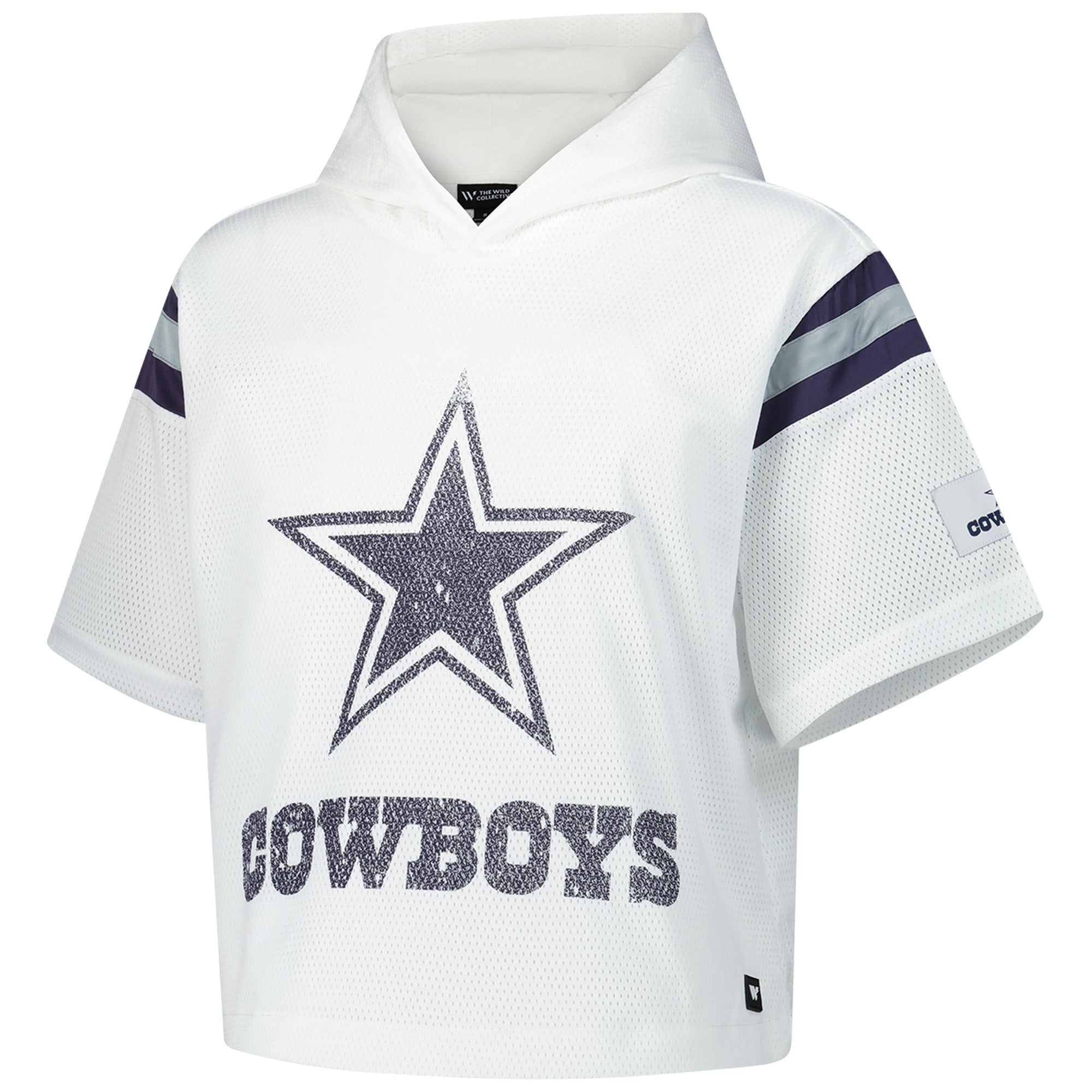 Dallas Cowboys The Wild Collective Women's Mesh Short Sleeve Hoodie T-Shirt - White - Image 3