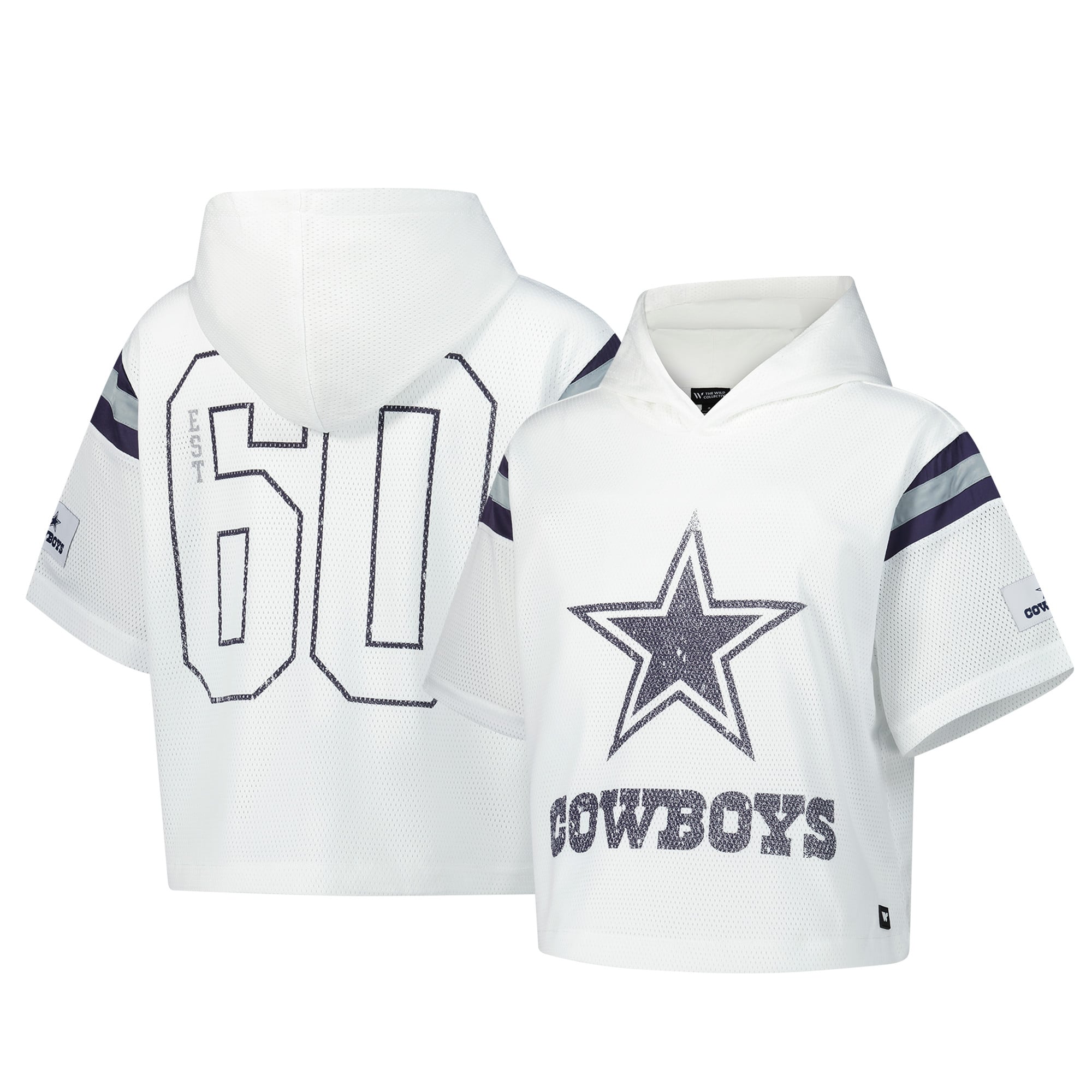 Dallas Cowboys The Wild Collective Women's Mesh Short Sleeve Hoodie T-Shirt - White