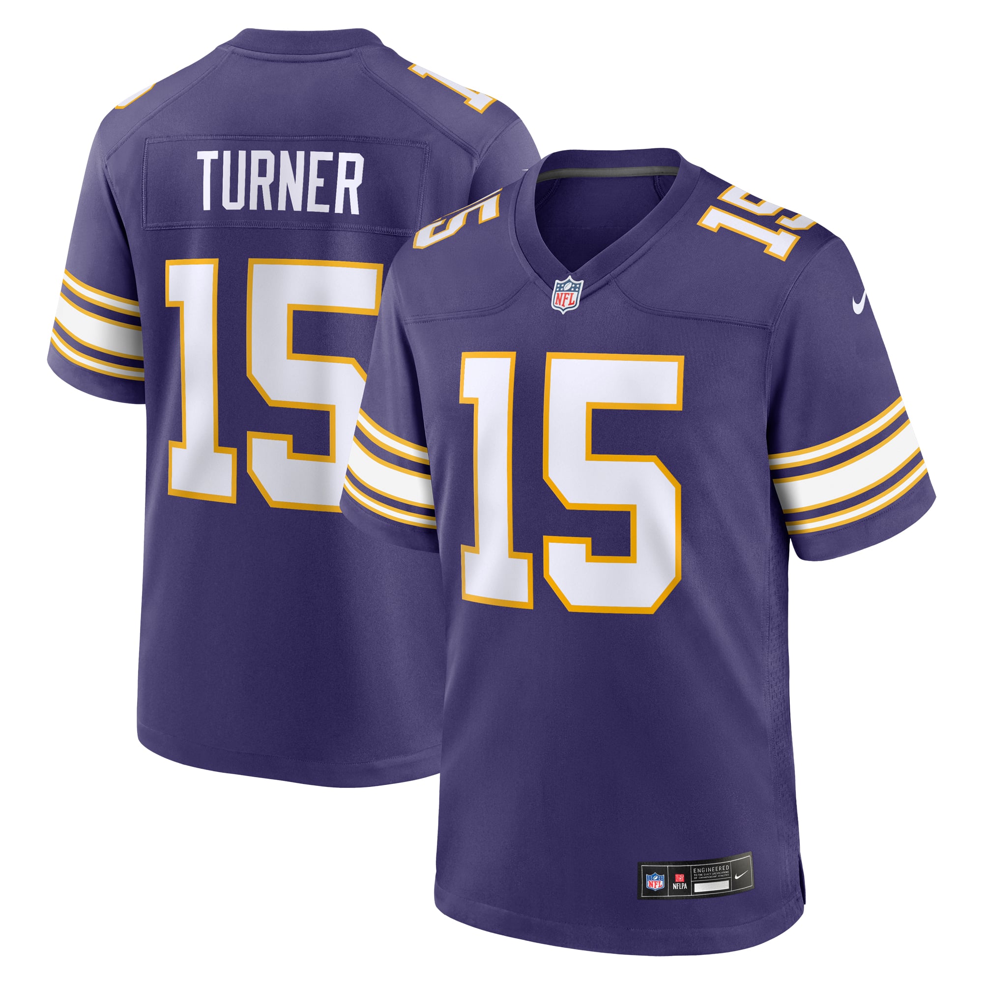 Dallas Turner Minnesota Vikings Game Jersey - White - Purple - Image 2