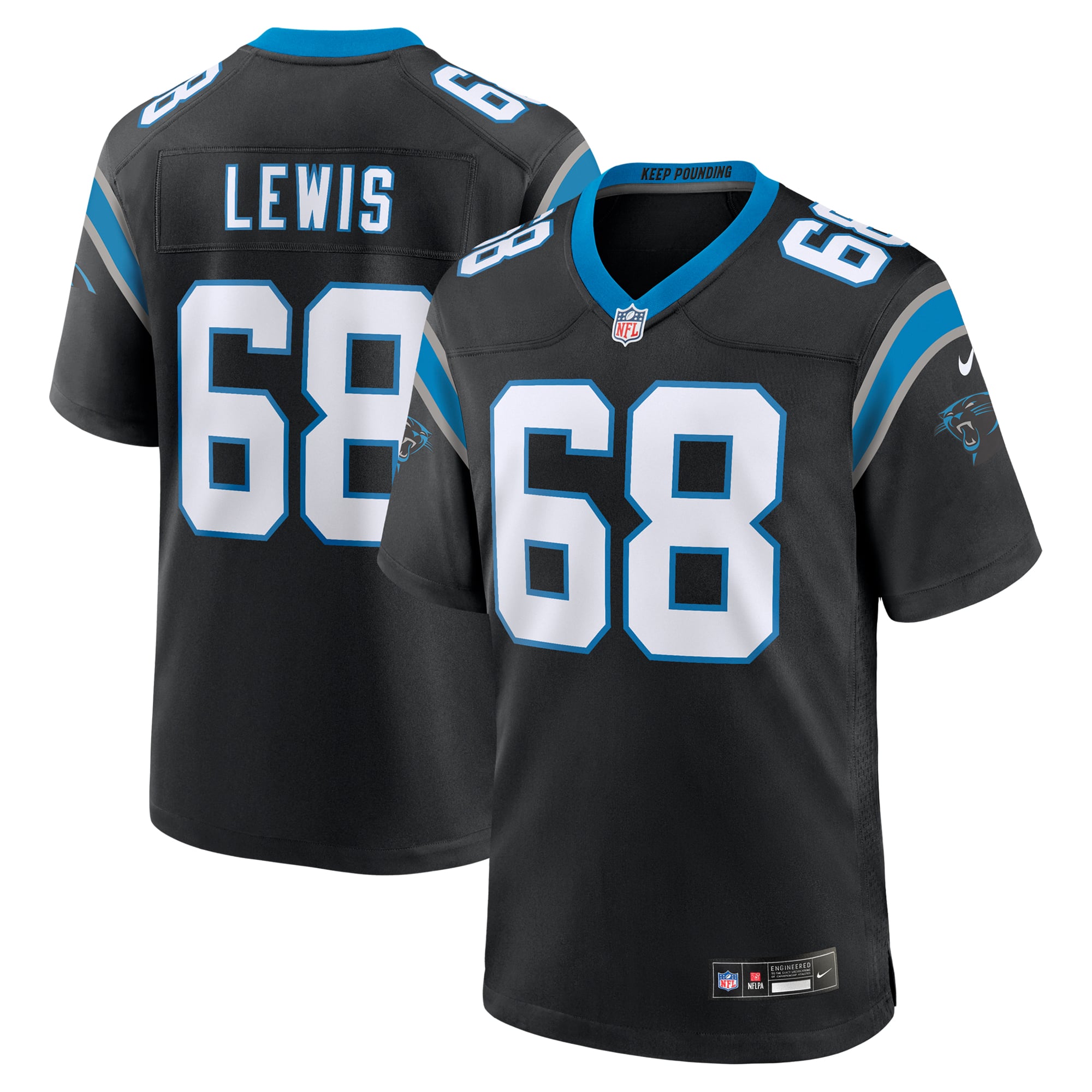 Damien Lewis Carolina Panthers Game Jersey - Black - Image 2