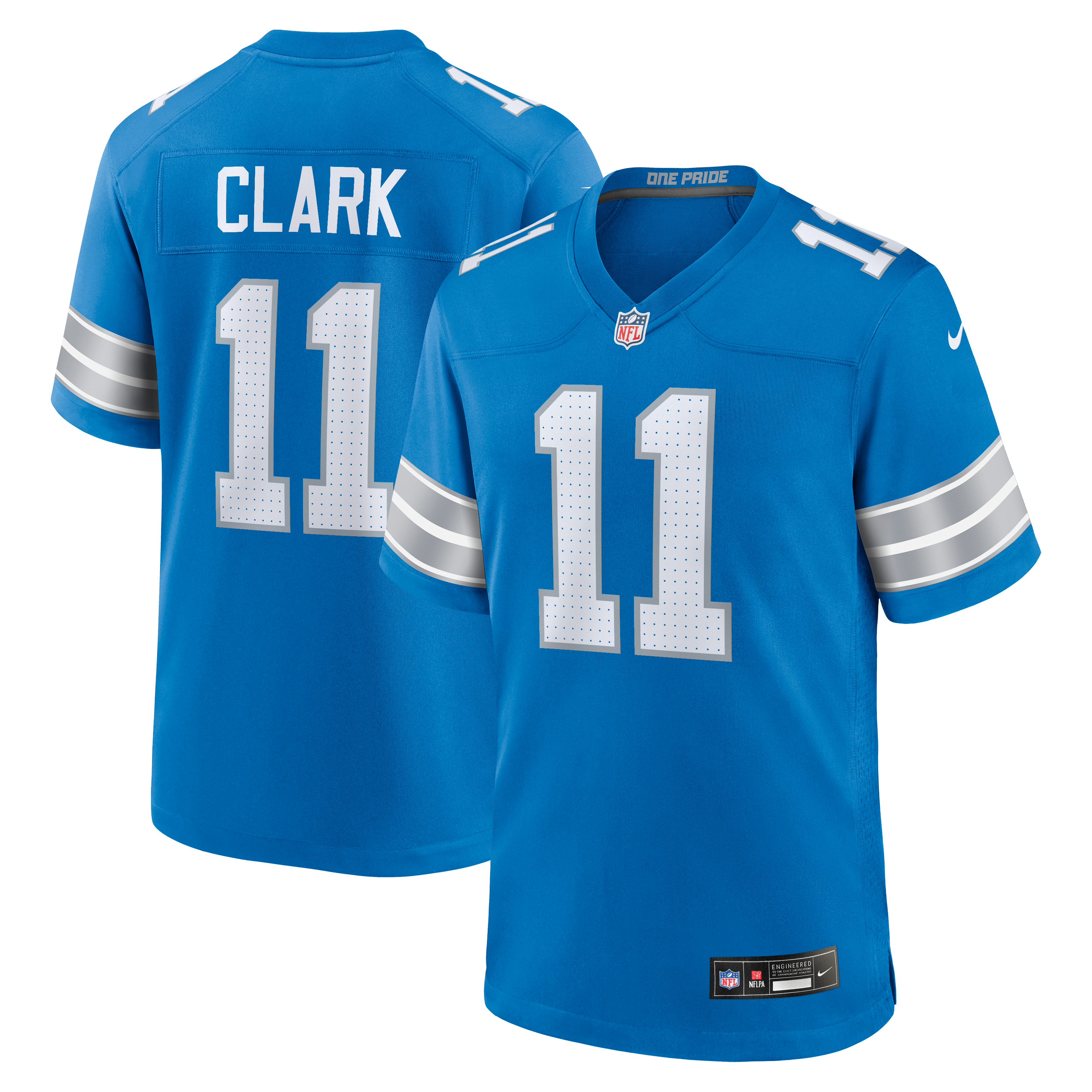 Damone Clark Detroit Lions Team Game Jersey - Blue - Image 2
