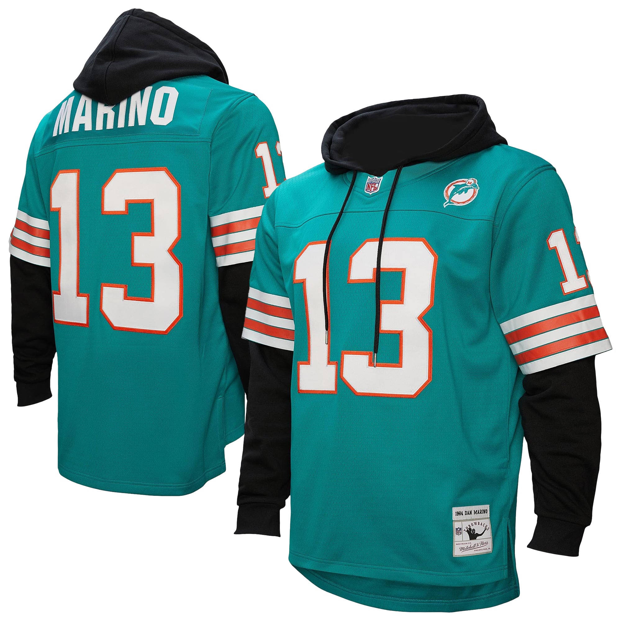 Dan Marino Miami Dolphins Player Name & Number Hoodie Legacy Jersey - Aqua - Image 2