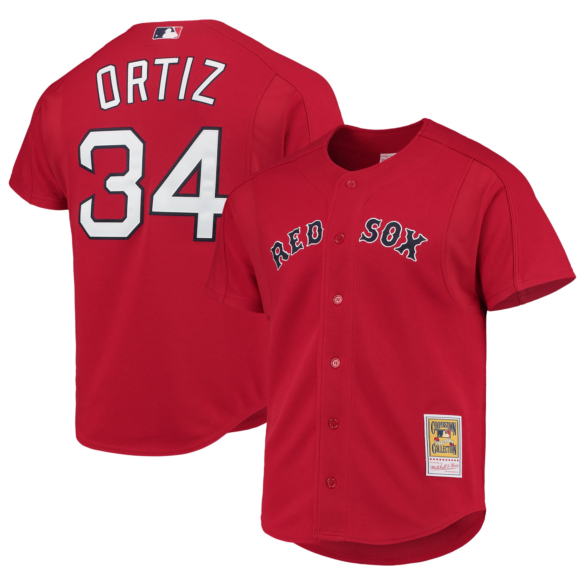 David Ortiz Boston Red Sox Cooperstown Collection Mesh Batting Practice Jersey - Red - Image 2