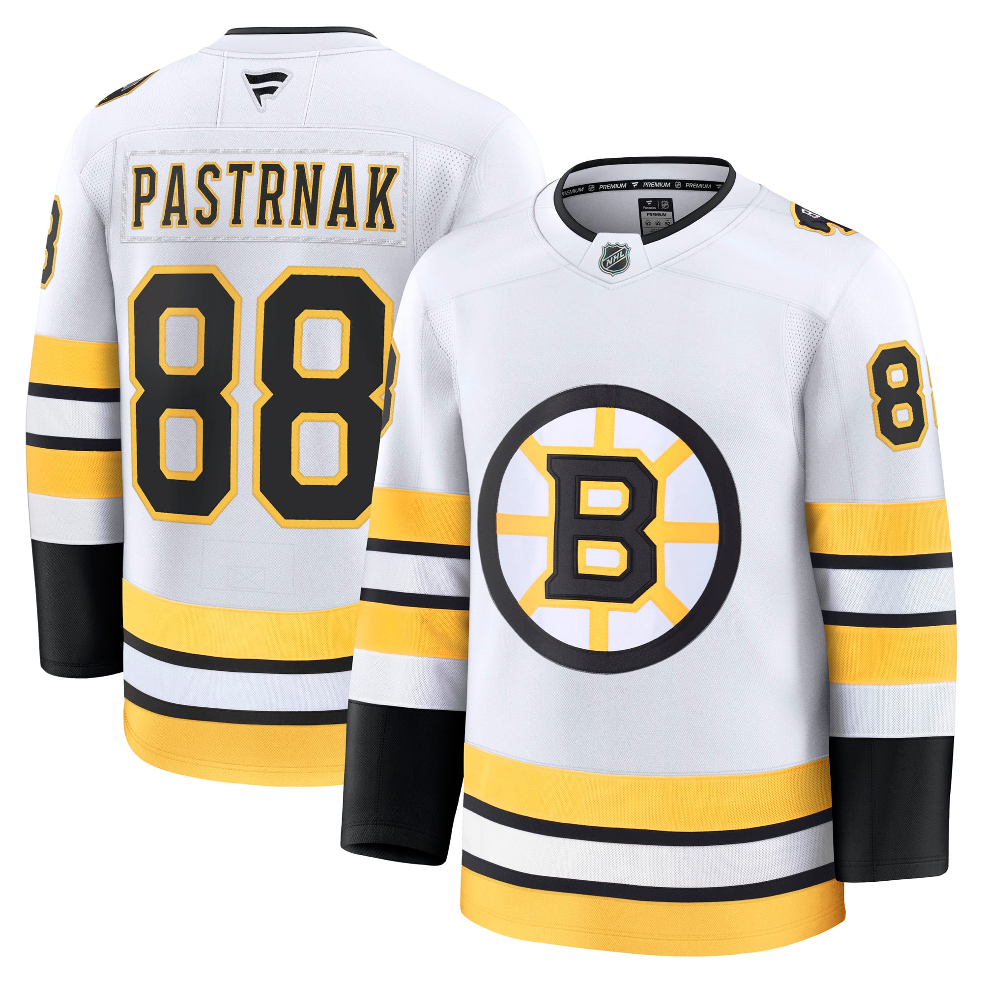 David Pastrnak Boston Bruins Away Premium Player Jersey - White - Image 2