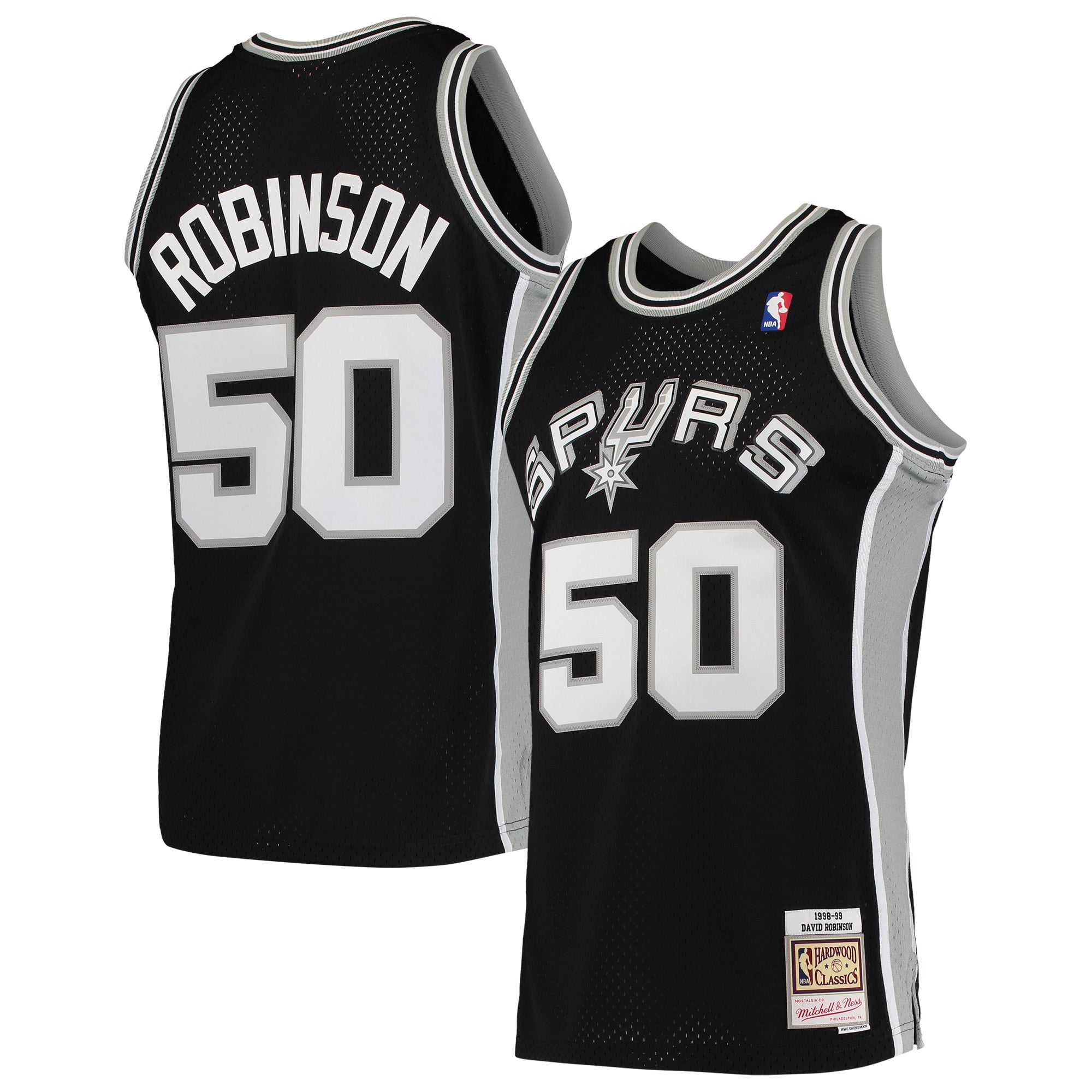 David Robinson San Antonio Spurs 1991/92 Hardwood Classics Swingman Jersey - Black - Image 2